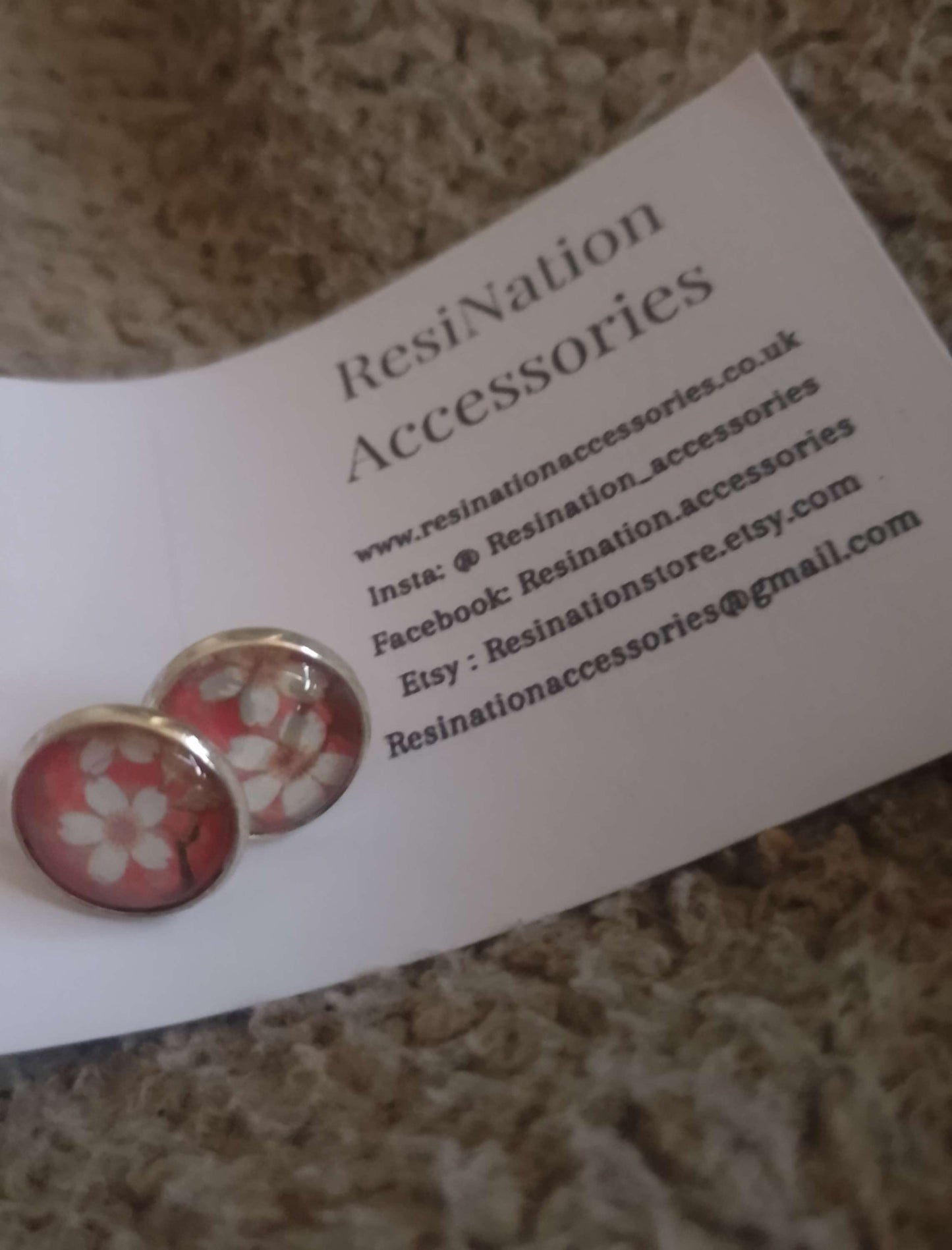 Red Floral Japanese Studs image 3