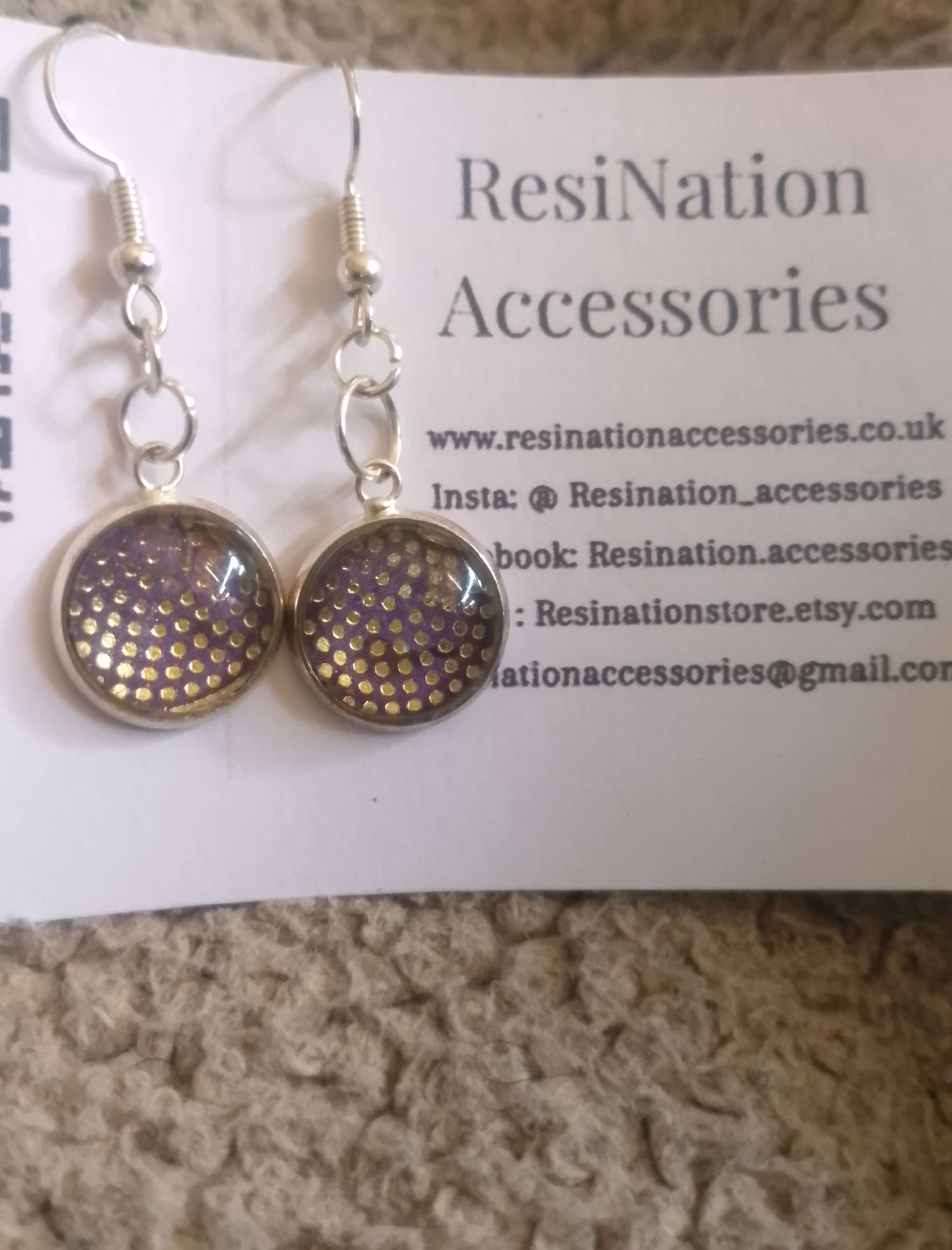 Purple and Gold Dots Earrings image 3