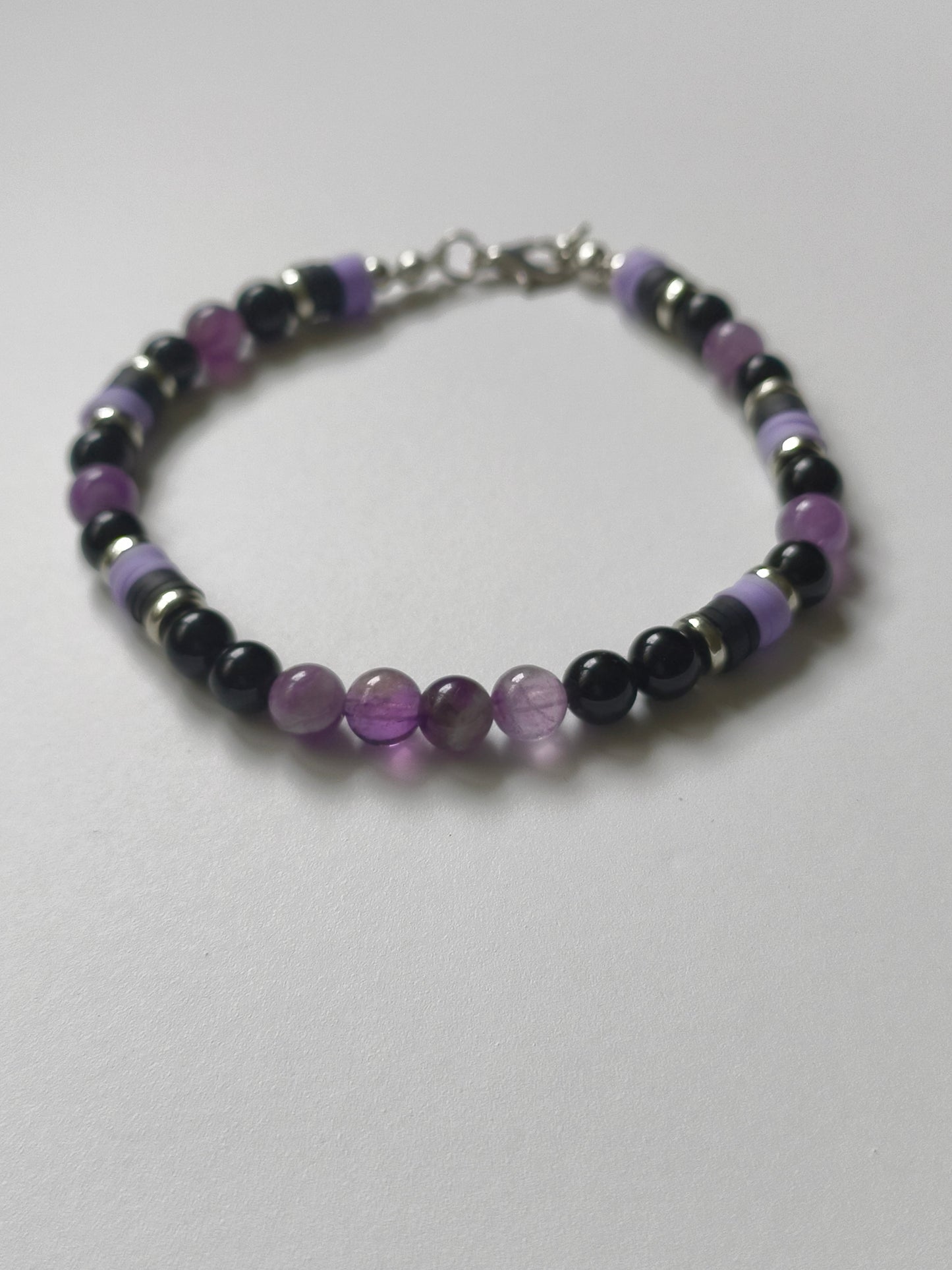Shadow Bloom – Amethyst & Obsidian Bracelet