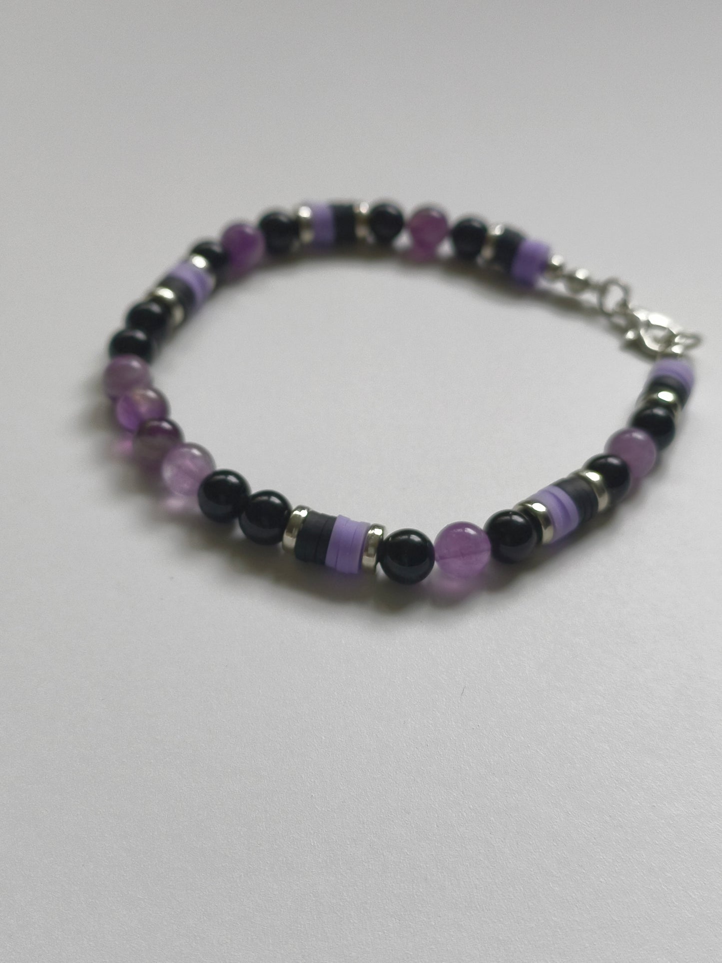 Shadow Bloom – Amethyst & Obsidian Bracelet