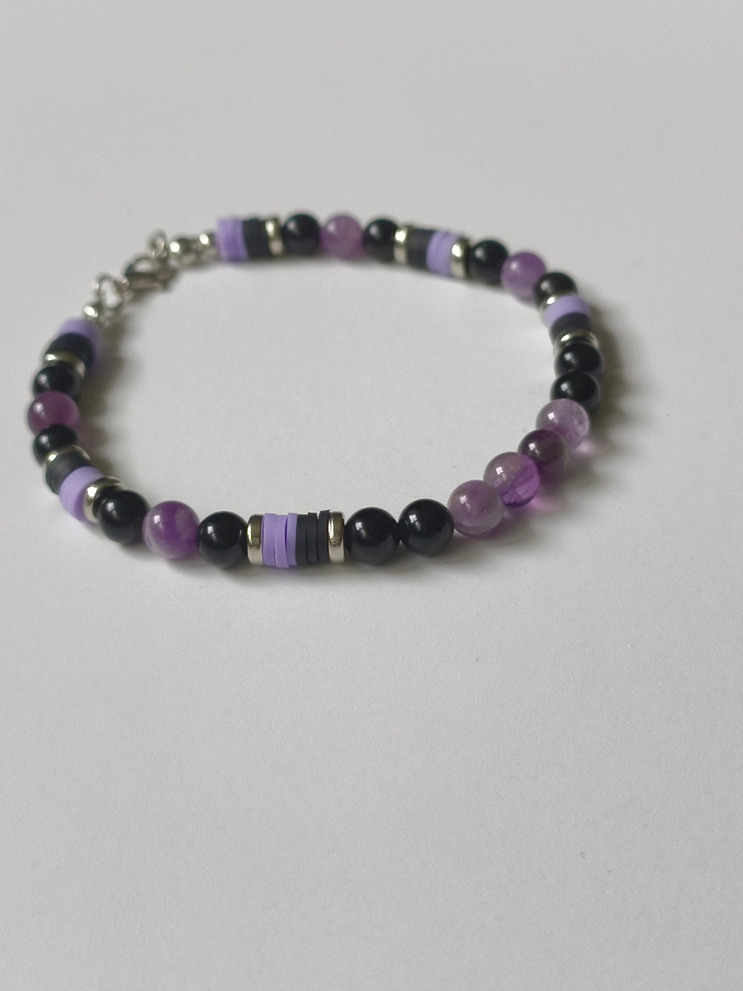 Shadow Bloom – Amethyst & Obsidian Bracelet