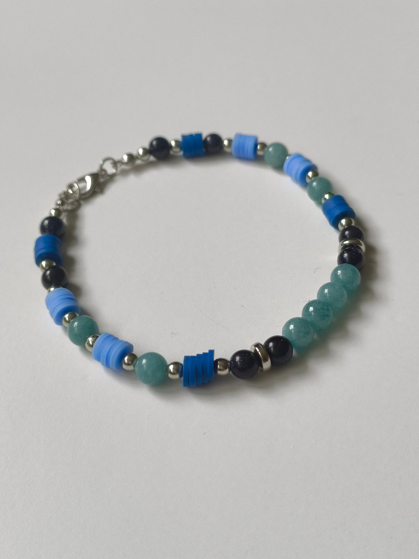 Ocean Mirage - Aquamarine & Black Sandstone Bracelet