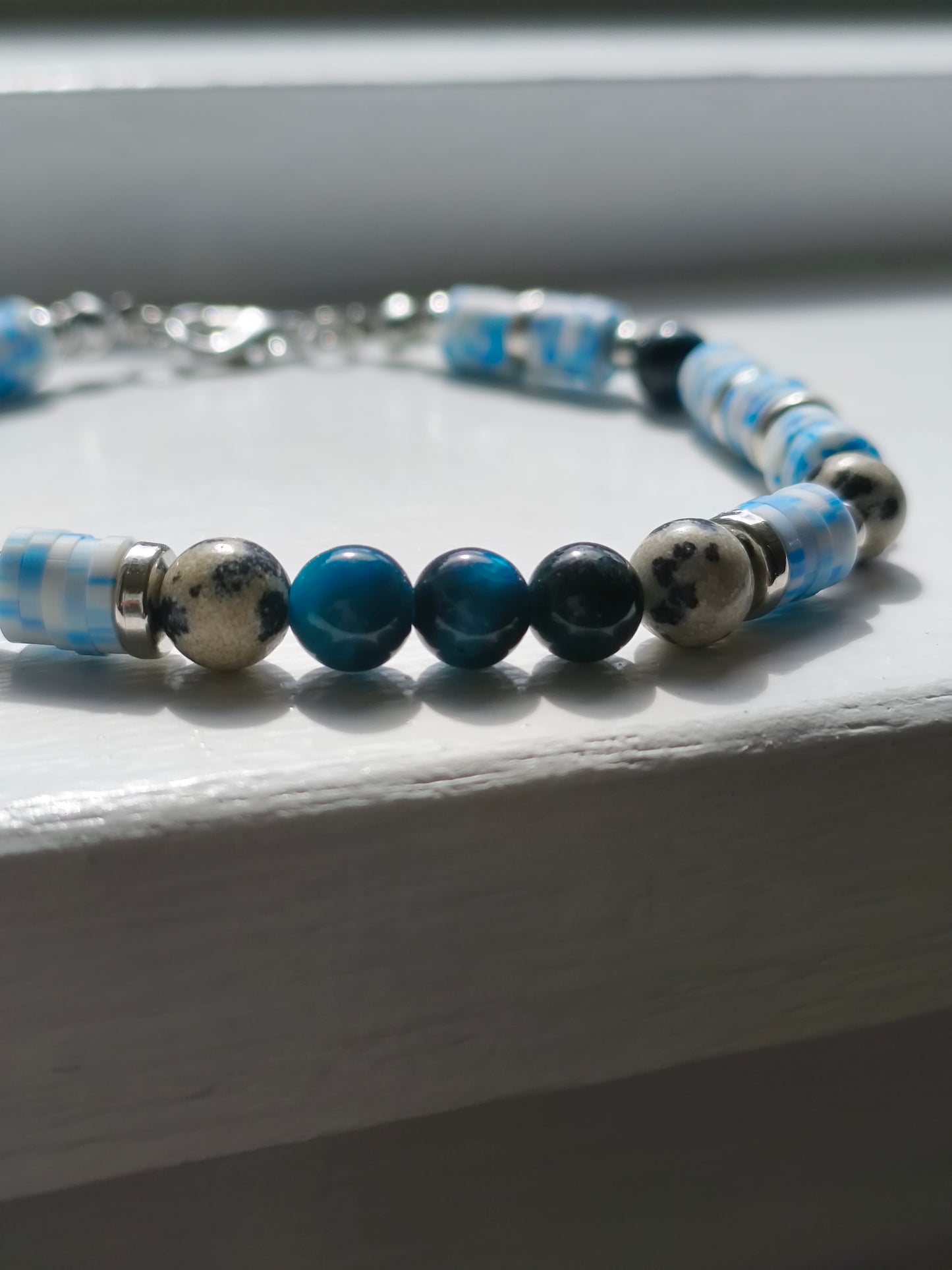 Tidal Trek - Lake Blue Tigers Eye & Dalmatian Jasper Bracelet