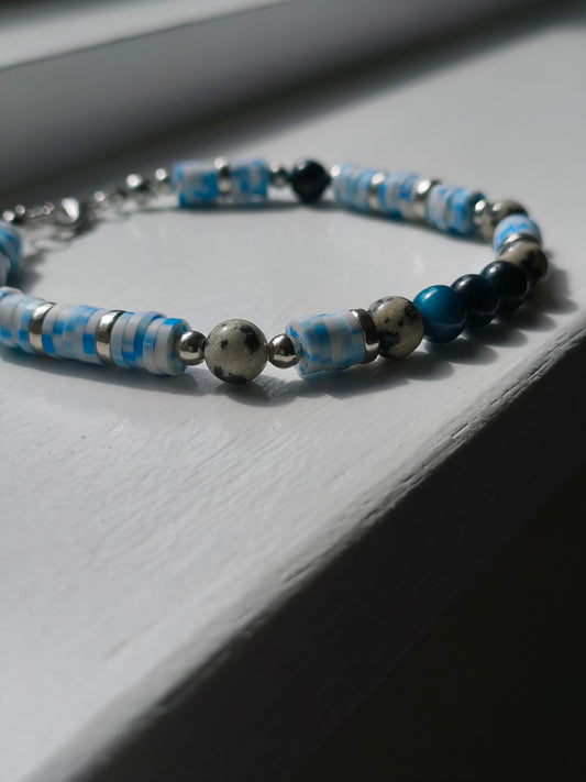 Tidal Trek - Lake Blue Tigers Eye & Dalmatian Jasper Bracelet