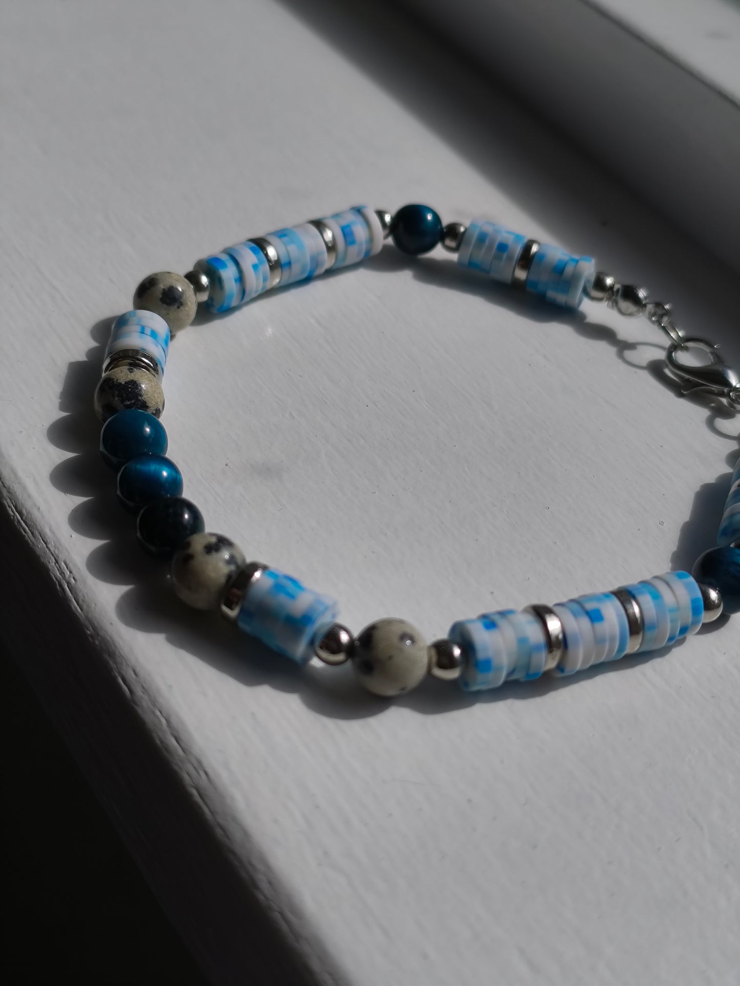 Tidal Trek - Lake Blue Tigers Eye & Dalmatian Jasper Bracelet
