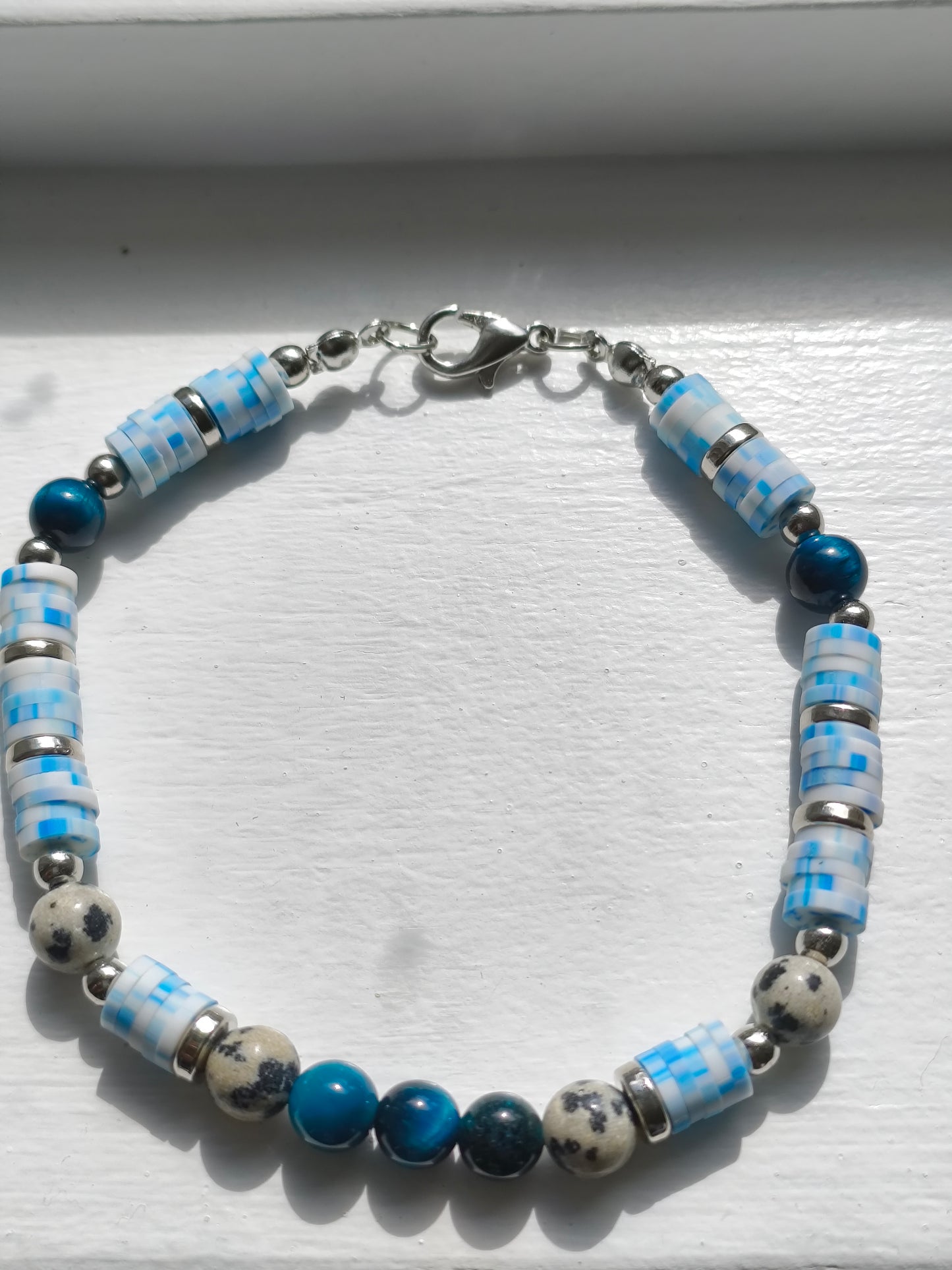 Tidal Trek - Lake Blue Tigers Eye & Dalmatian Jasper Bracelet