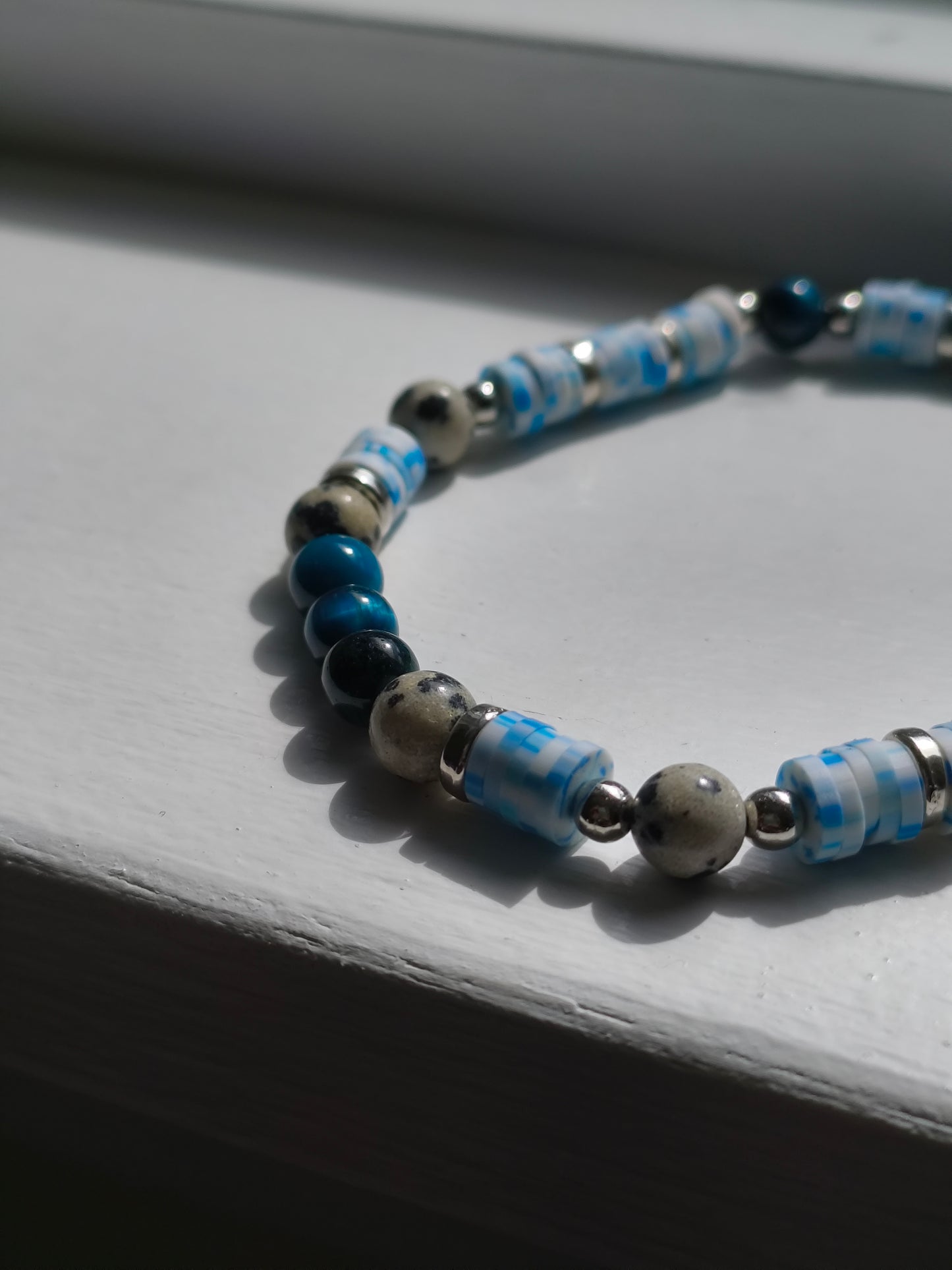 Tidal Trek - Lake Blue Tigers Eye & Dalmatian Jasper Bracelet