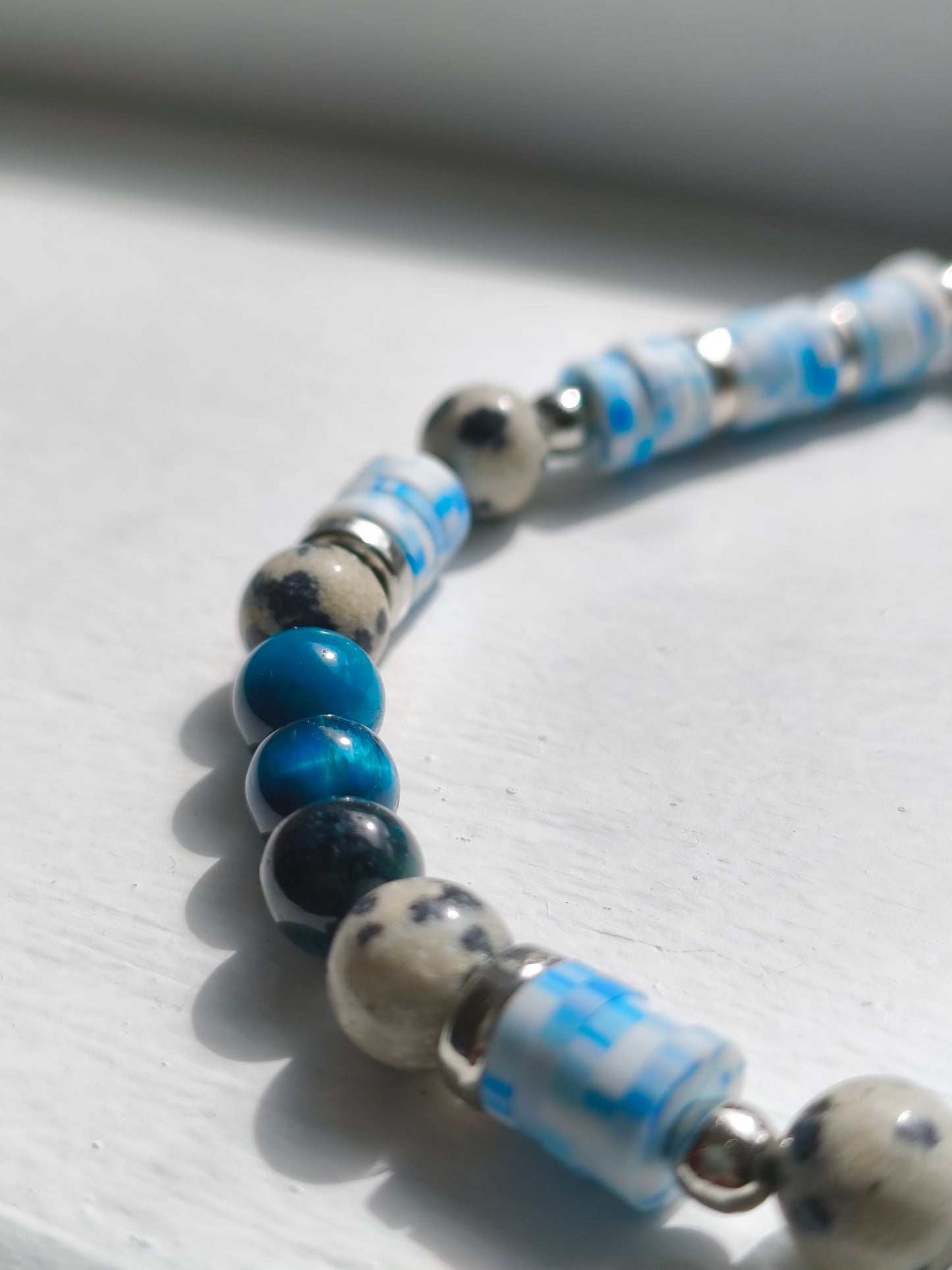 Tidal Trek - Lake Blue Tigers Eye & Dalmatian Jasper Bracelet