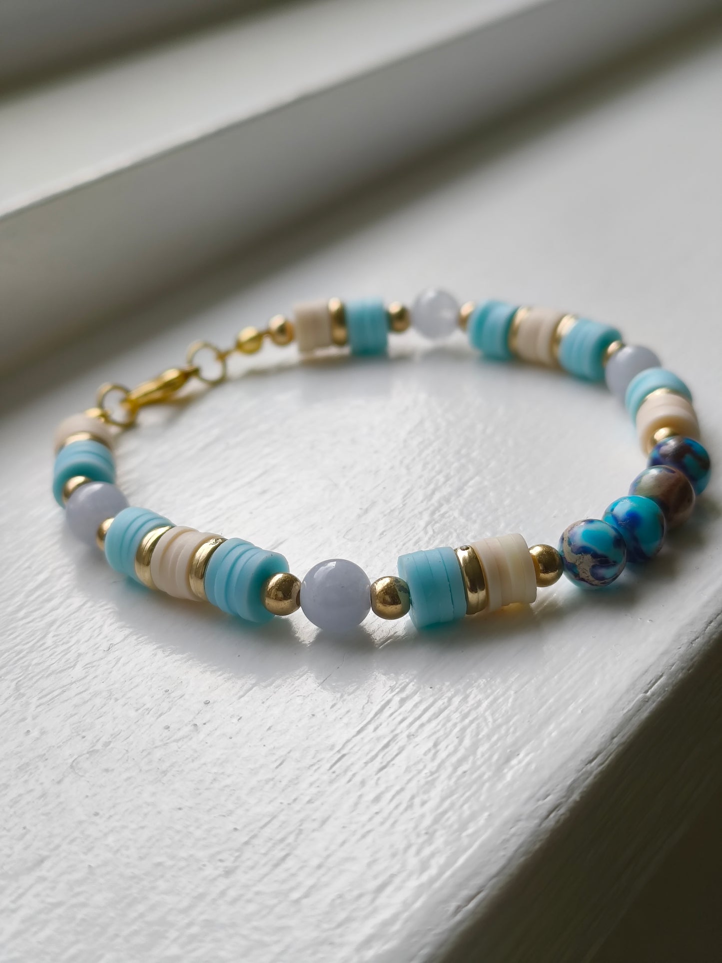 Mermaids Whisper - Aquamarine & Blue Sea Sediment Jasper Bracelet