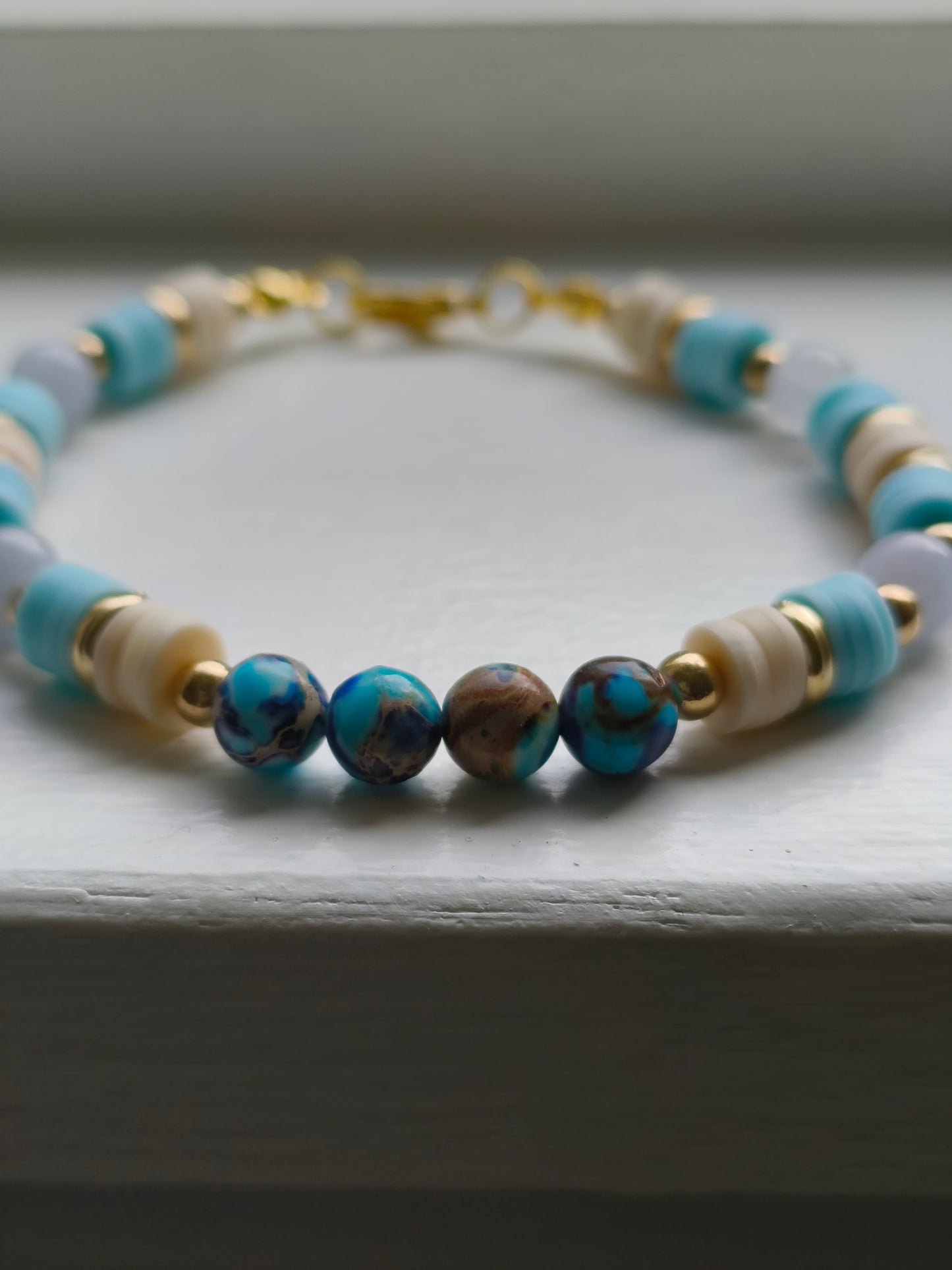 Mermaids Whisper - Aquamarine & Blue Sea Sediment Jasper Bracelet