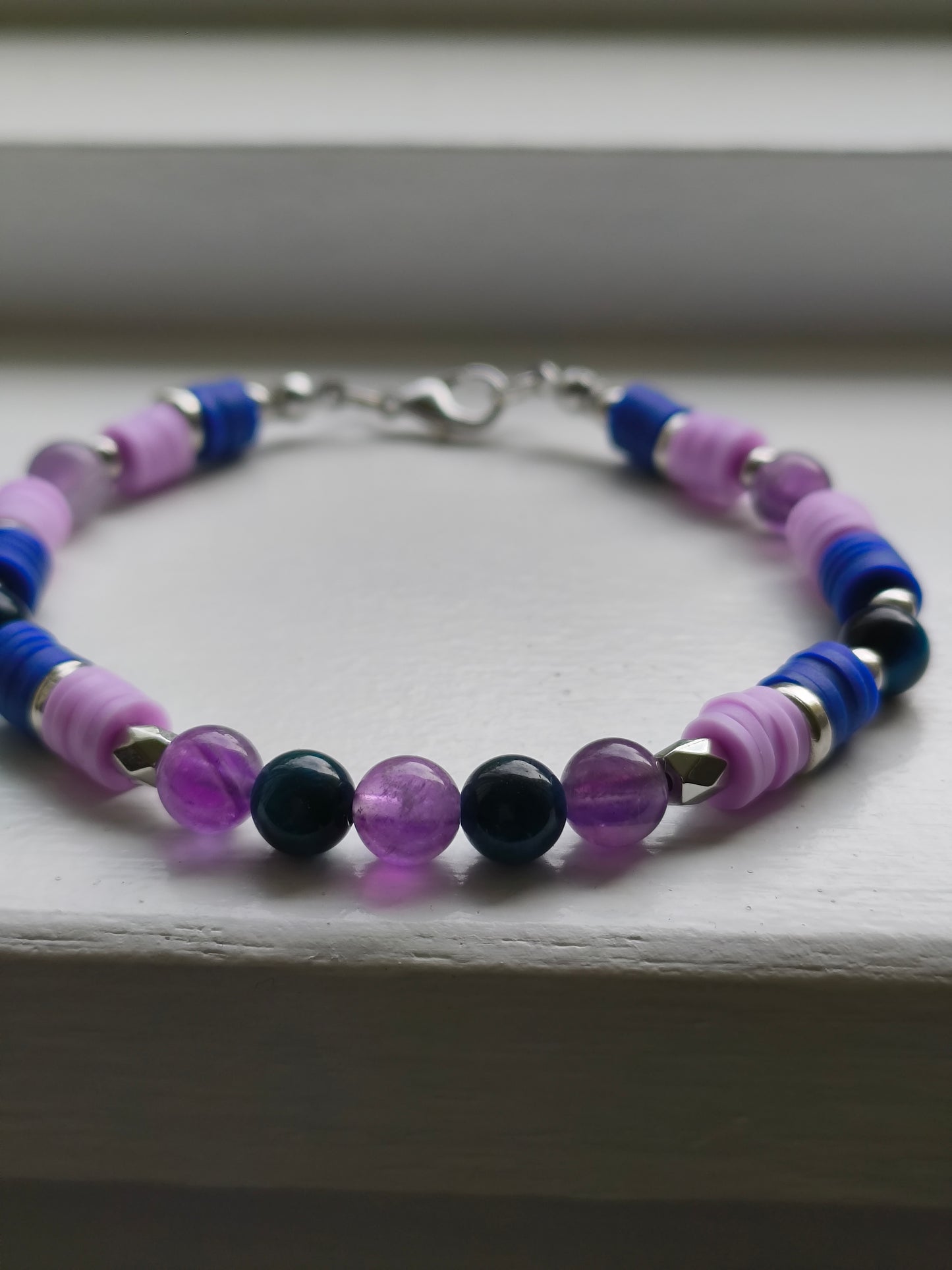 Ocean Twilight - Lake Blue Tigers Eye & Amethyst Bracelet