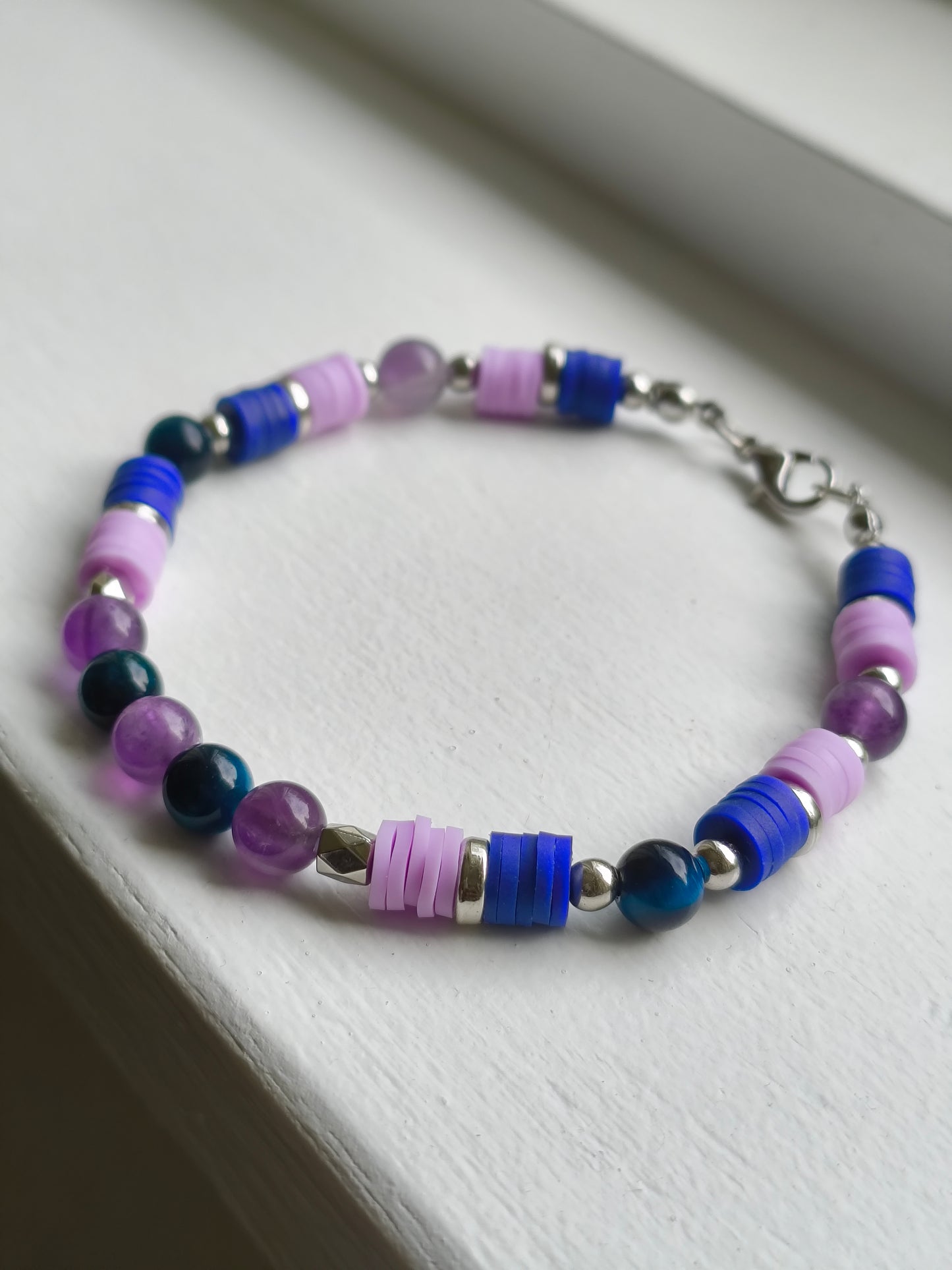 Ocean Twilight - Lake Blue Tigers Eye & Amethyst Bracelet