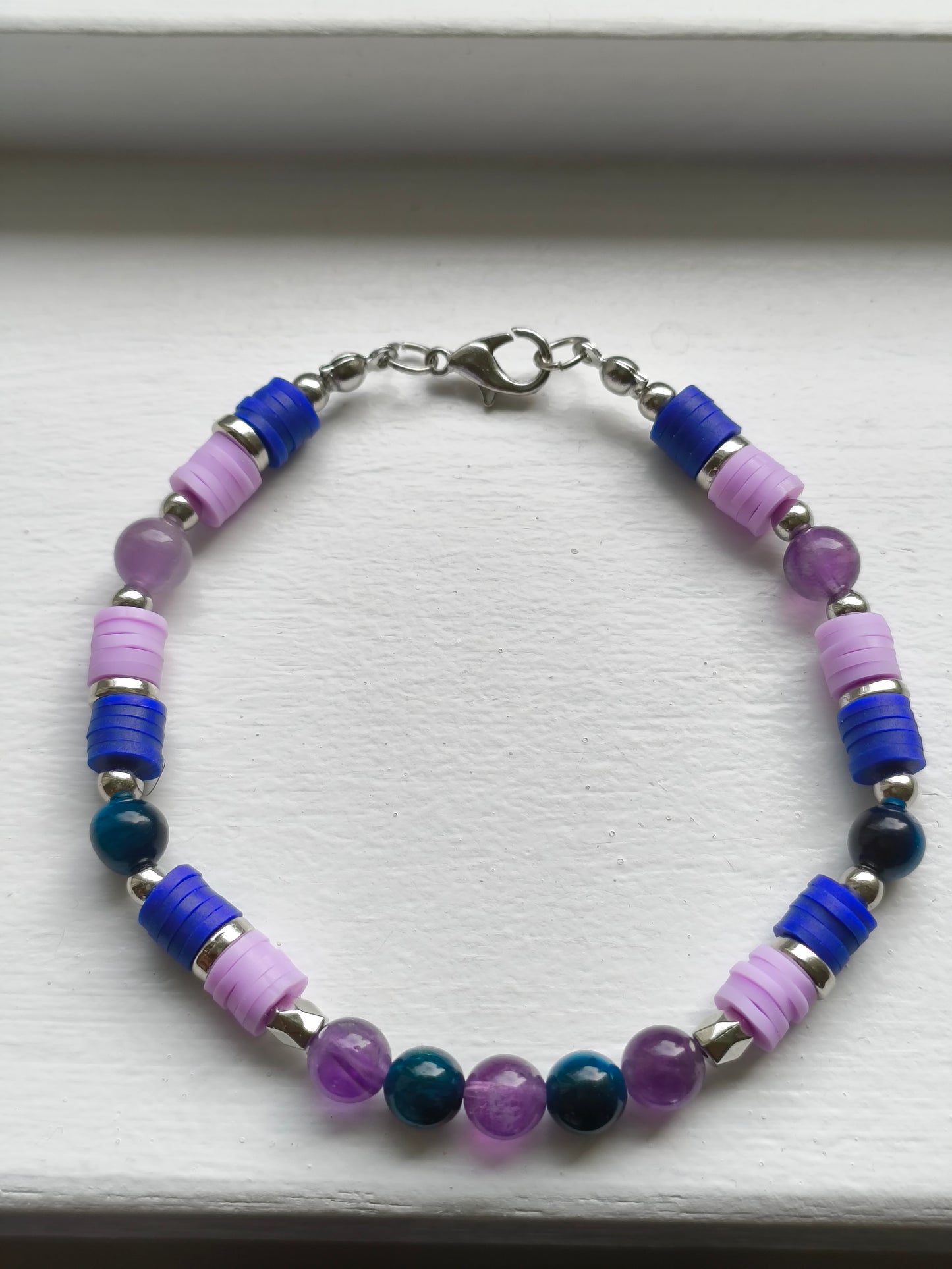 Ocean Twilight - Lake Blue Tigers Eye & Amethyst Bracelet