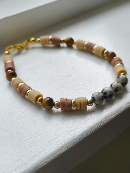 Golden Safari - Yellow Tigers Eye & Dalmatian Jasper Bracelet