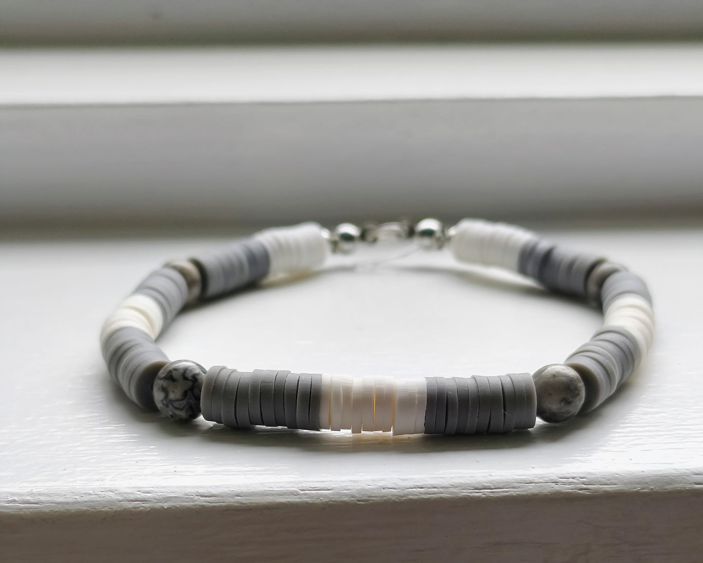 Ivory Night Map Jasper Bracelet
