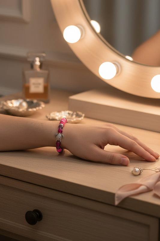 Rose Tide Guardian Bracelet - Amethyst & Pink Tigers Eye (Handmade)