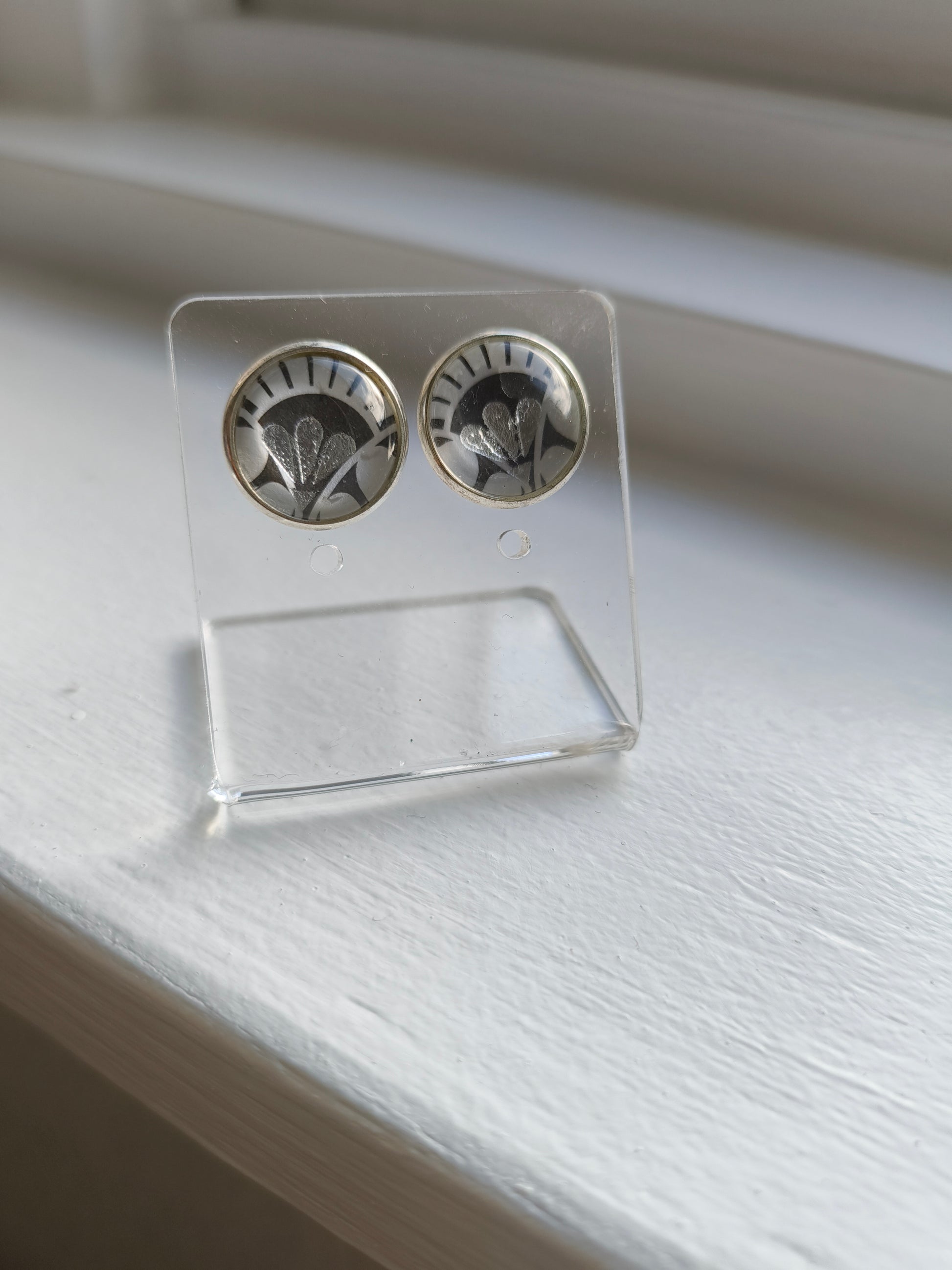 Art Deco Silver Fan Studs image 3