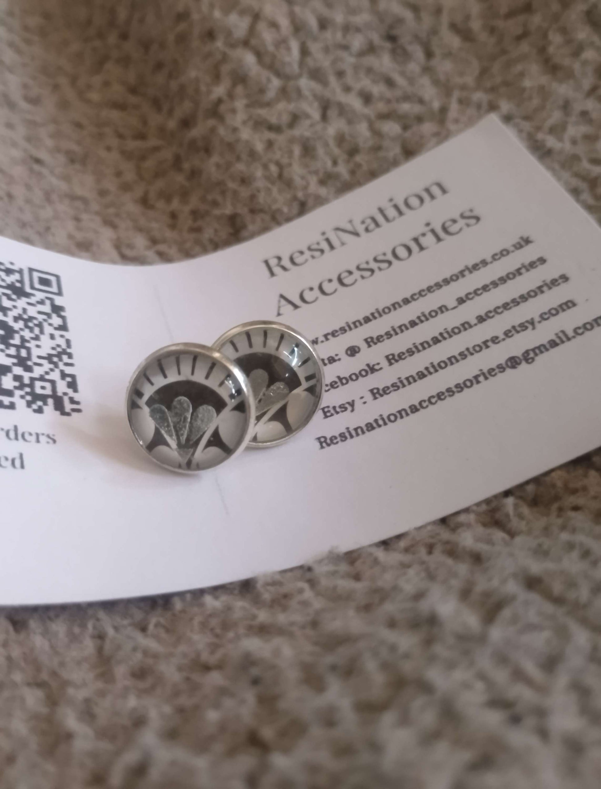 Art Deco Silver Fan Studs image 0