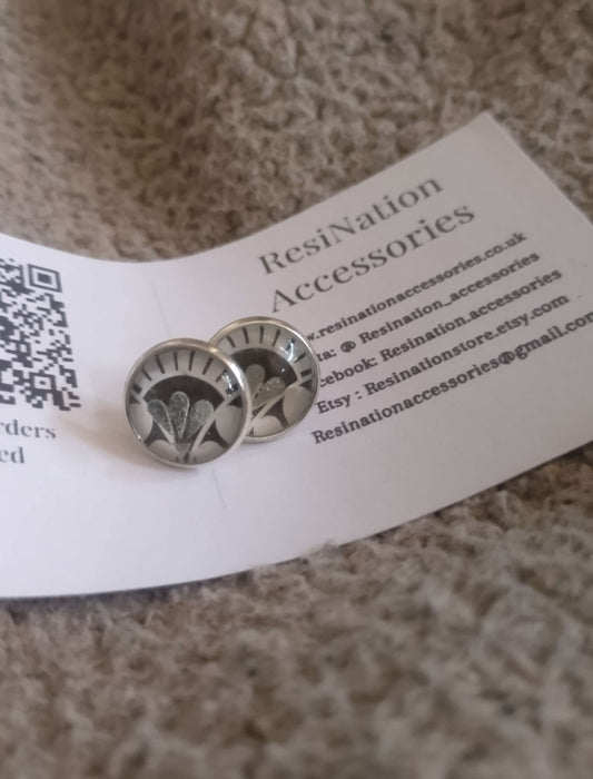 Art Deco Silver Fan Studs image 0