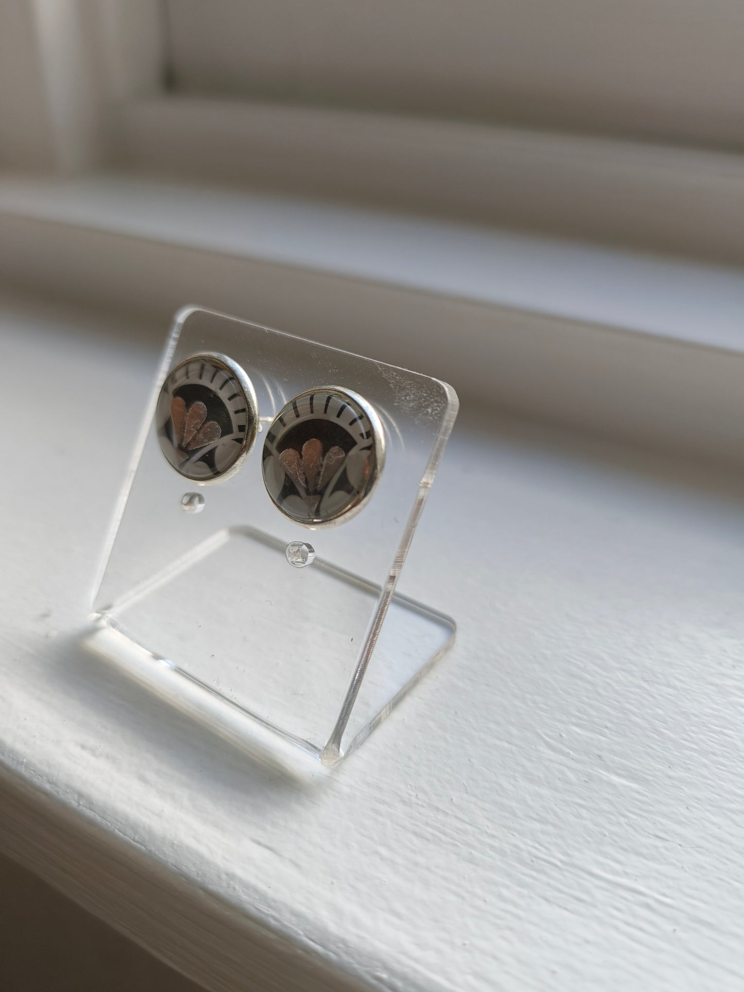 Art Deco Silver Fan Studs image 4