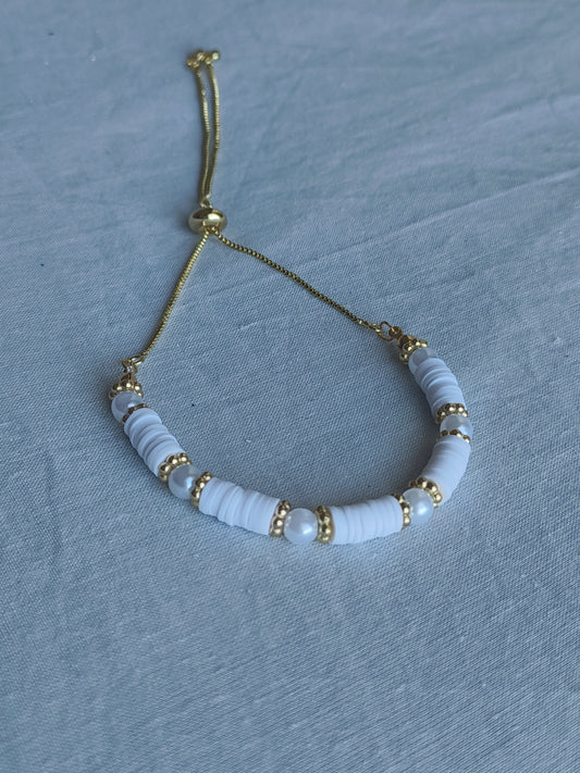 White and Gold Clay bead bracelet  image 0