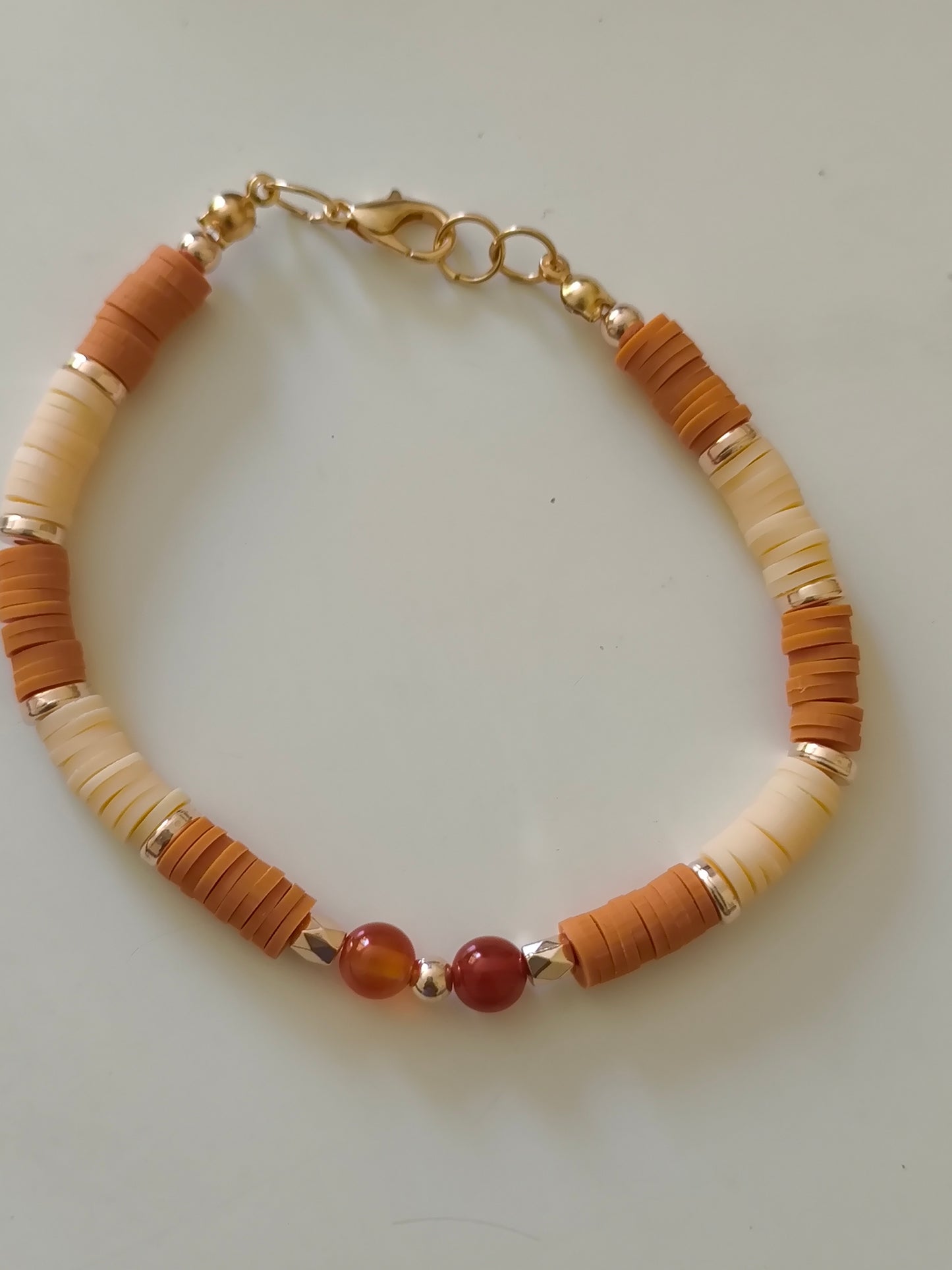 Rose Ember – Red Agate & Clay Bracelet