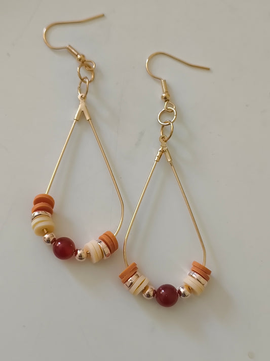 Desert Muse – Red Agate Oval Dangle Earrings