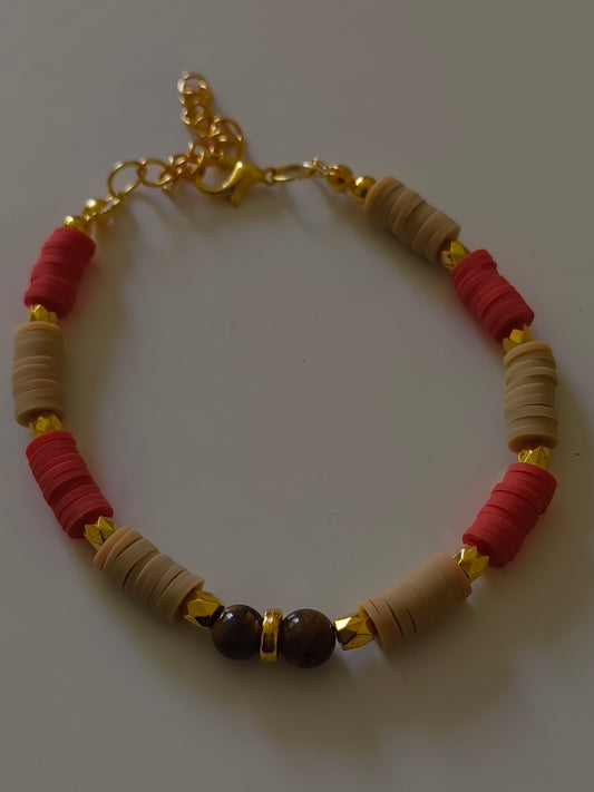 Sunset Alchemy Tigers eye & Clay Bracelet