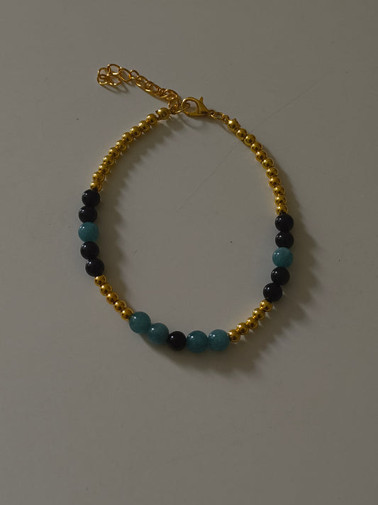 Balance & Protection Bracelet  Aquamarine & Black Tourmaline