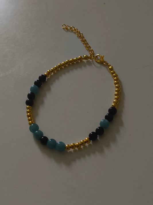 Balance & Protection Bracelet  Aquamarine & Black Tourmaline