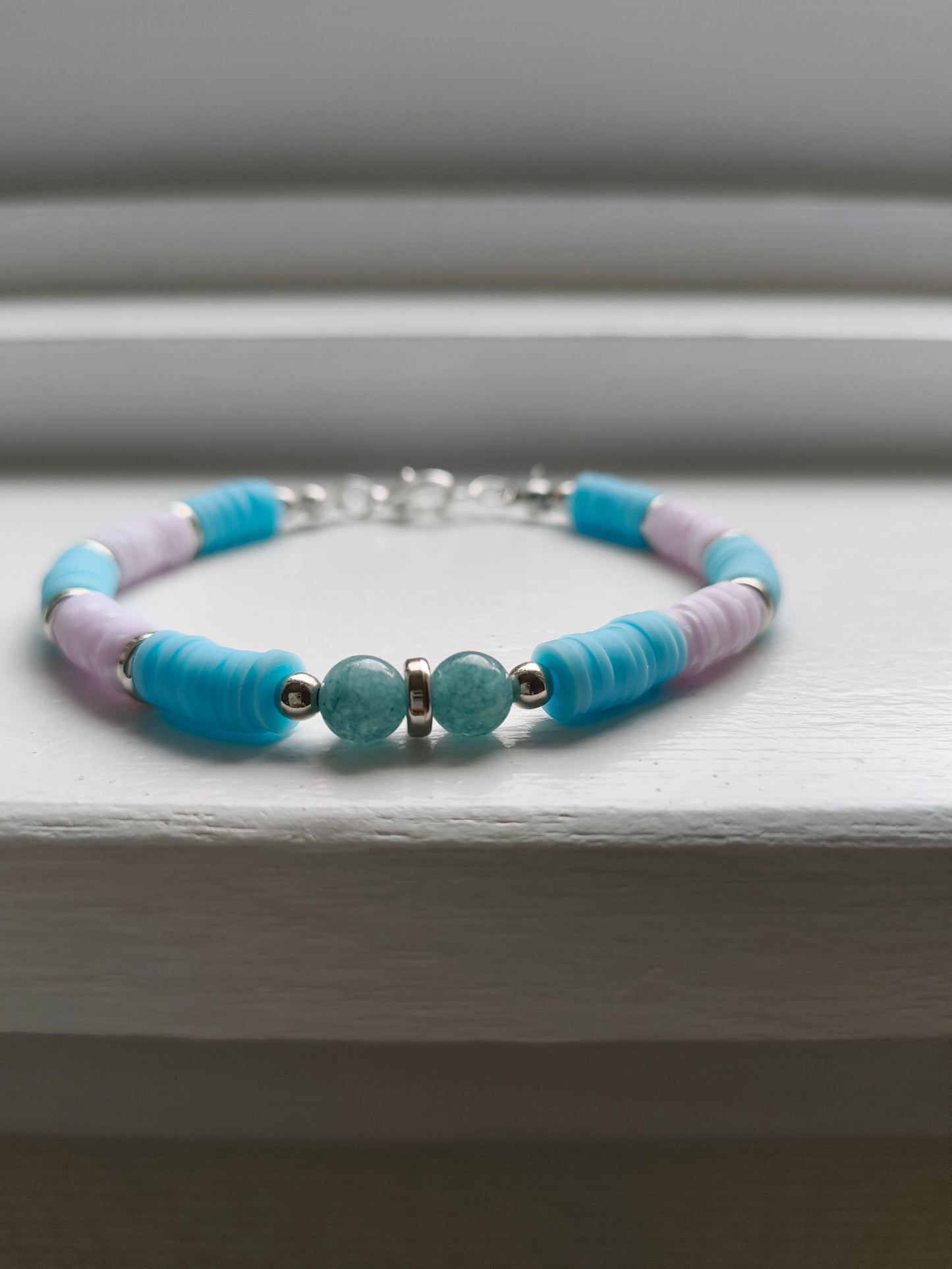 Ocean Calm – Aquamarine & Clay Bracelet