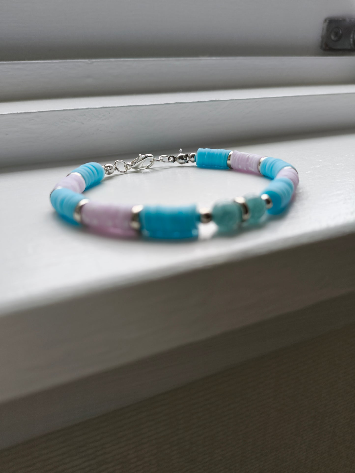 Ocean Calm – Aquamarine & Clay Bracelet