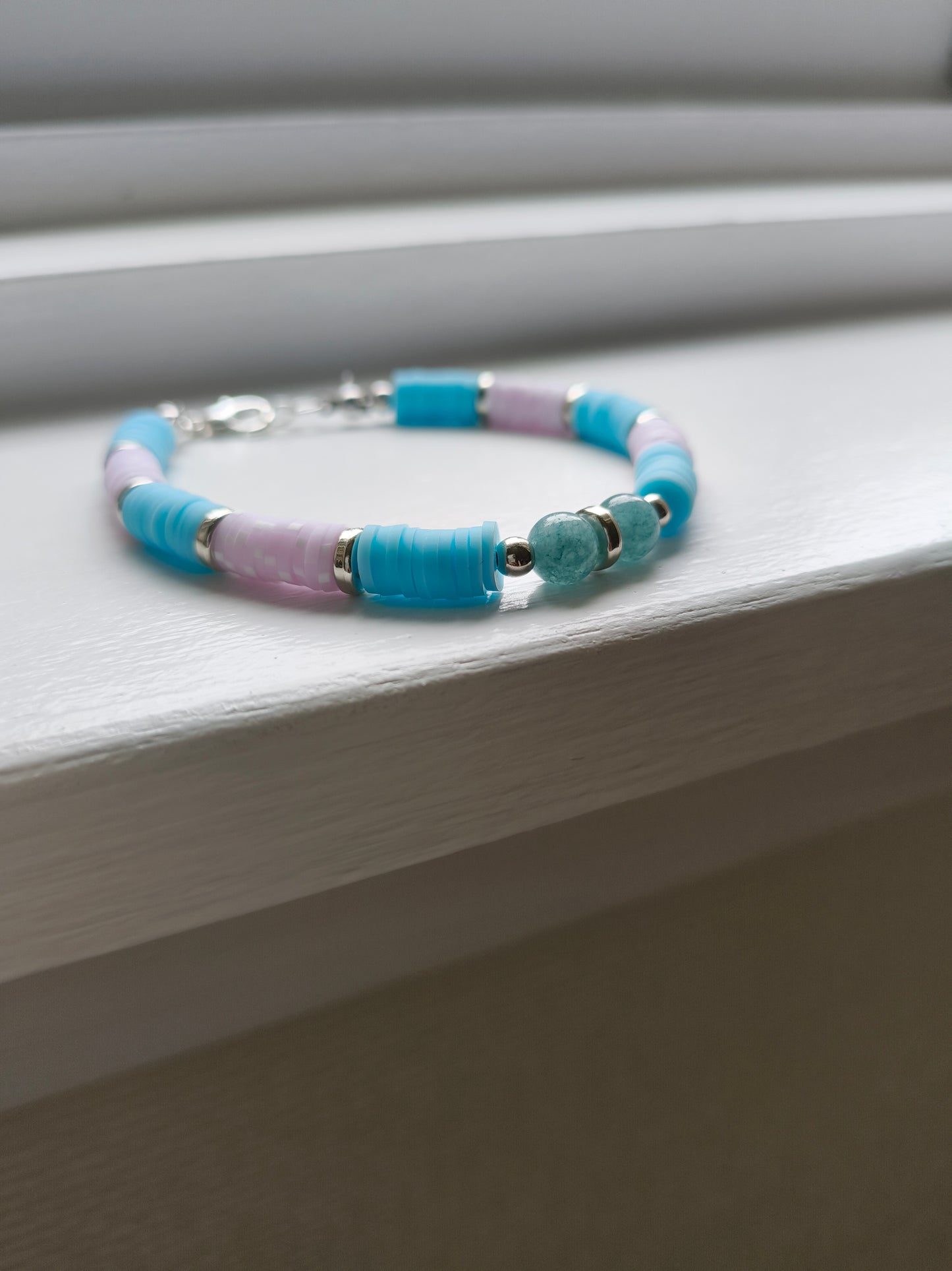 Ocean Calm – Aquamarine & Clay Bracelet