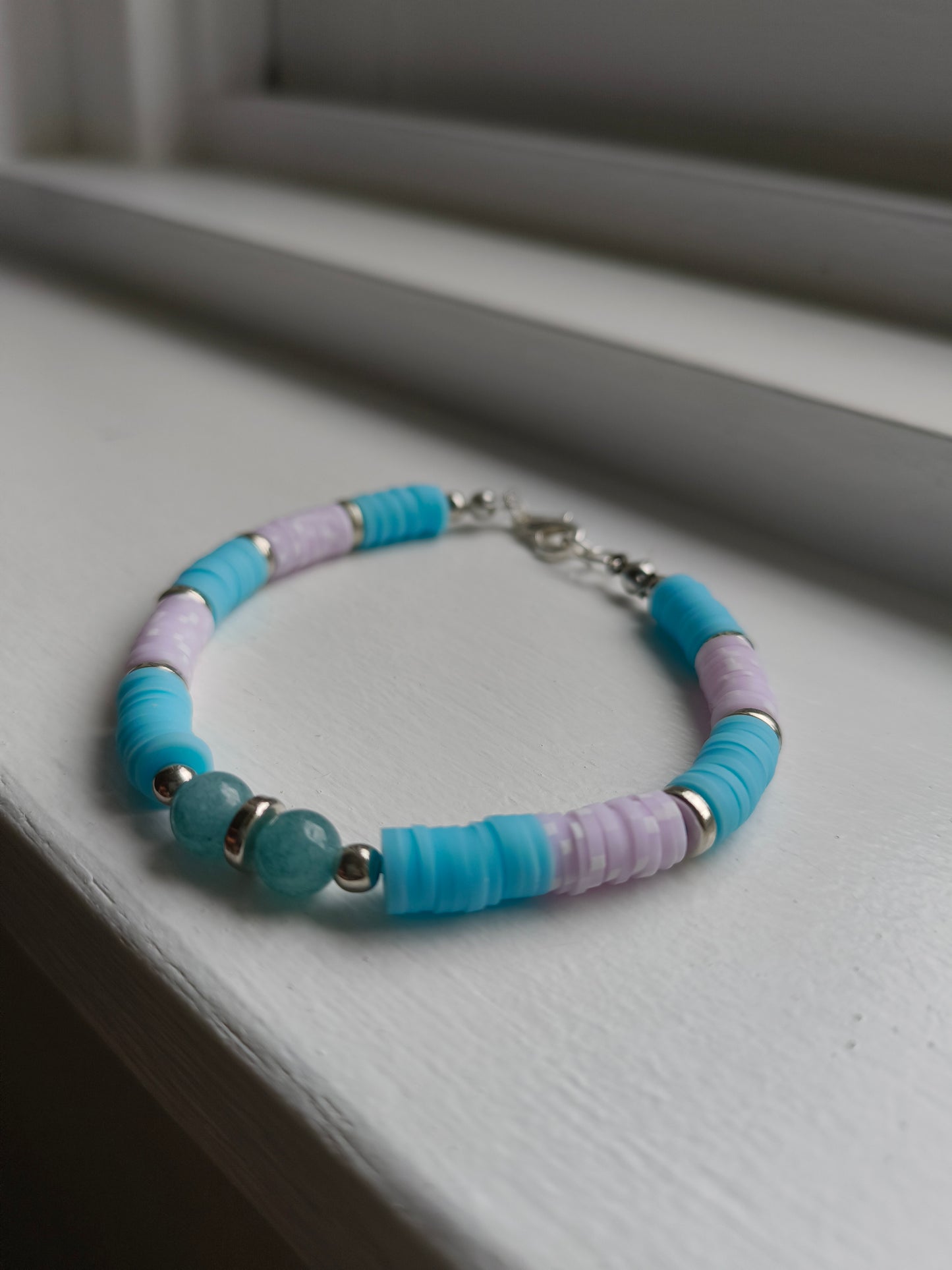 Ocean Calm – Aquamarine & Clay Bracelet