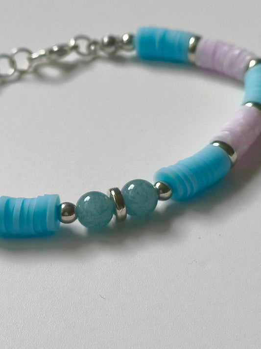 Ocean Calm – Aquamarine & Clay Bracelet