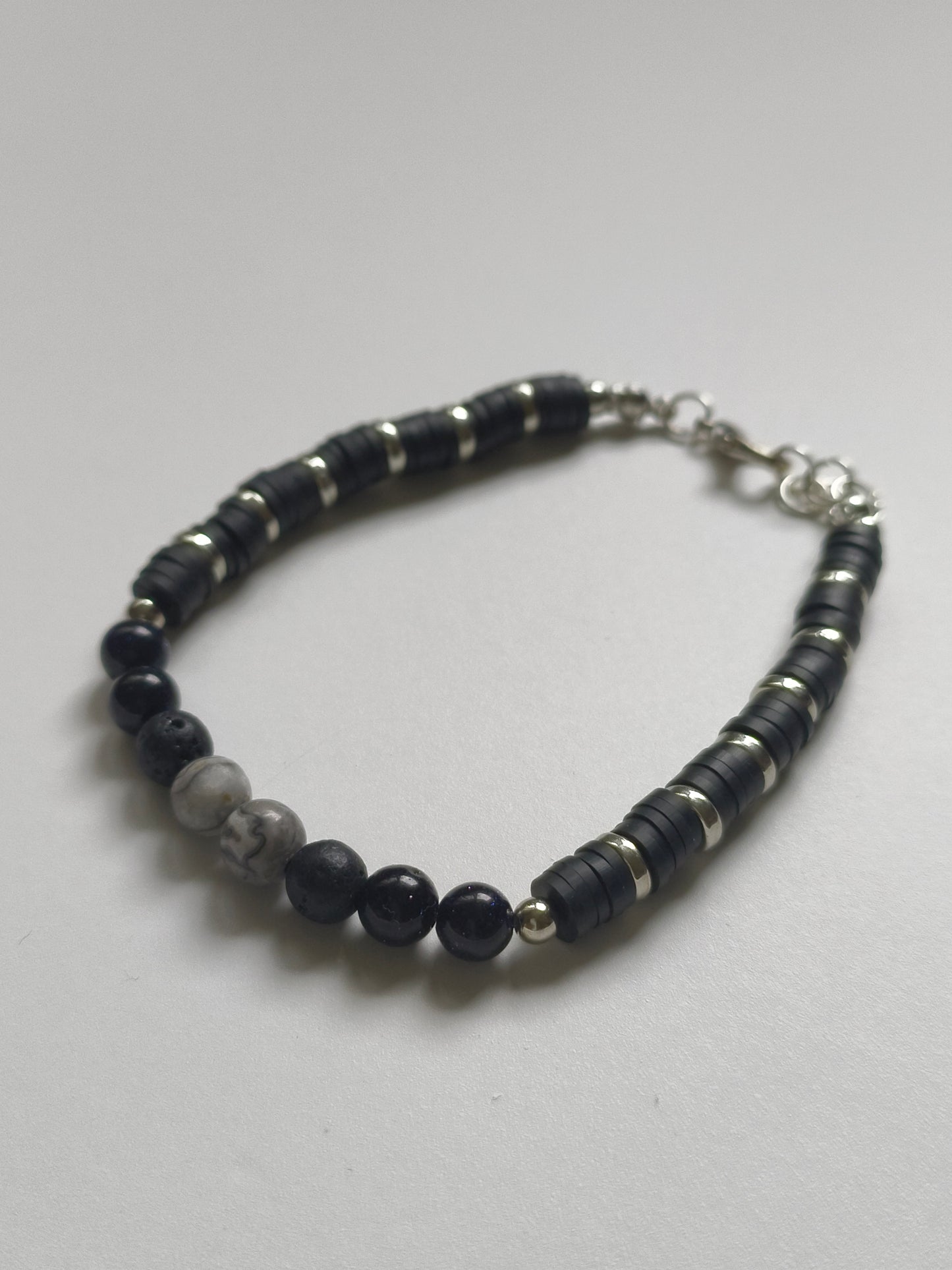 Midnight Path –  Map Jasper, Lava Stone & Black Sandstone Bracelet