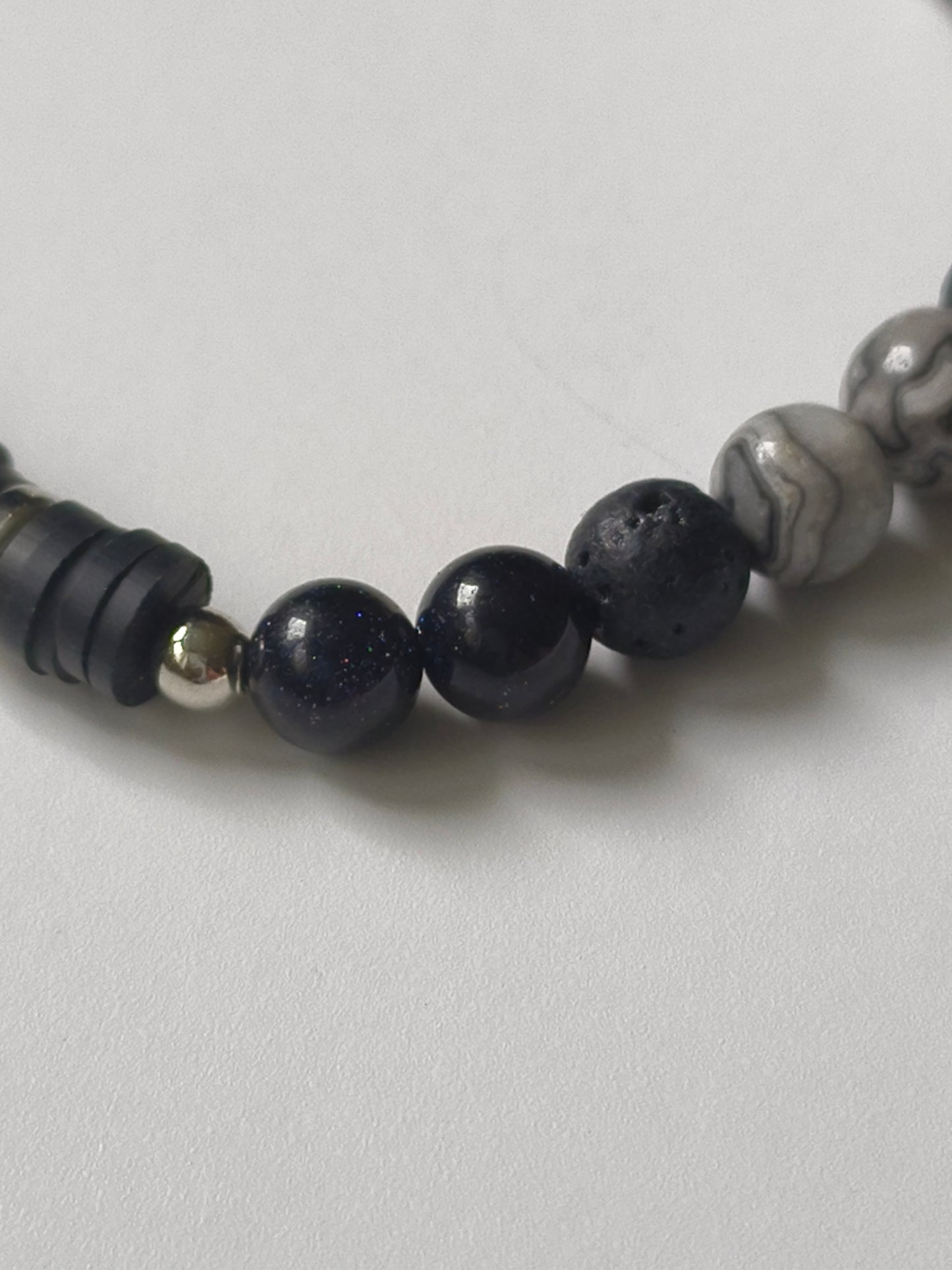 Midnight Path –  Map Jasper, Lava Stone & Black Sandstone Bracelet