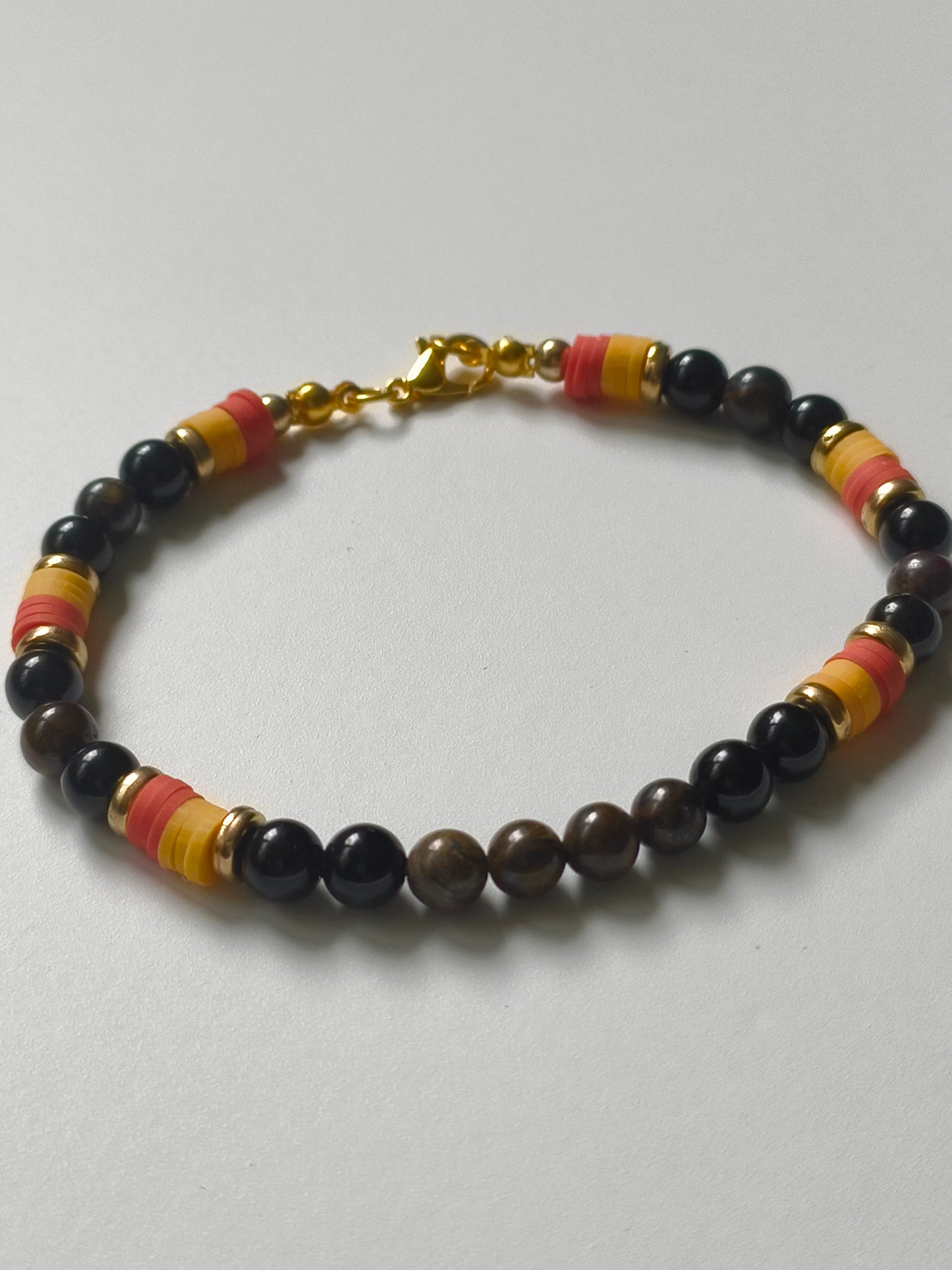 Solar Sentinel - Tigers eye and Obsidian Bracelet