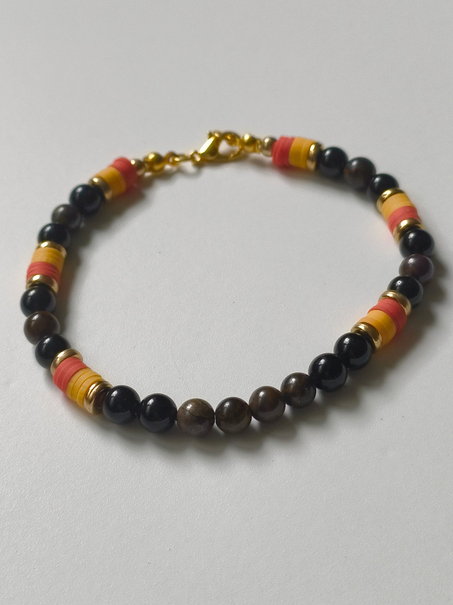 Solar Sentinel - Tigers eye and Obsidian Bracelet