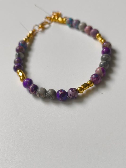 Sovereign Drift – Purple Sea Sediment and Map Jasper Beaded Bracelet