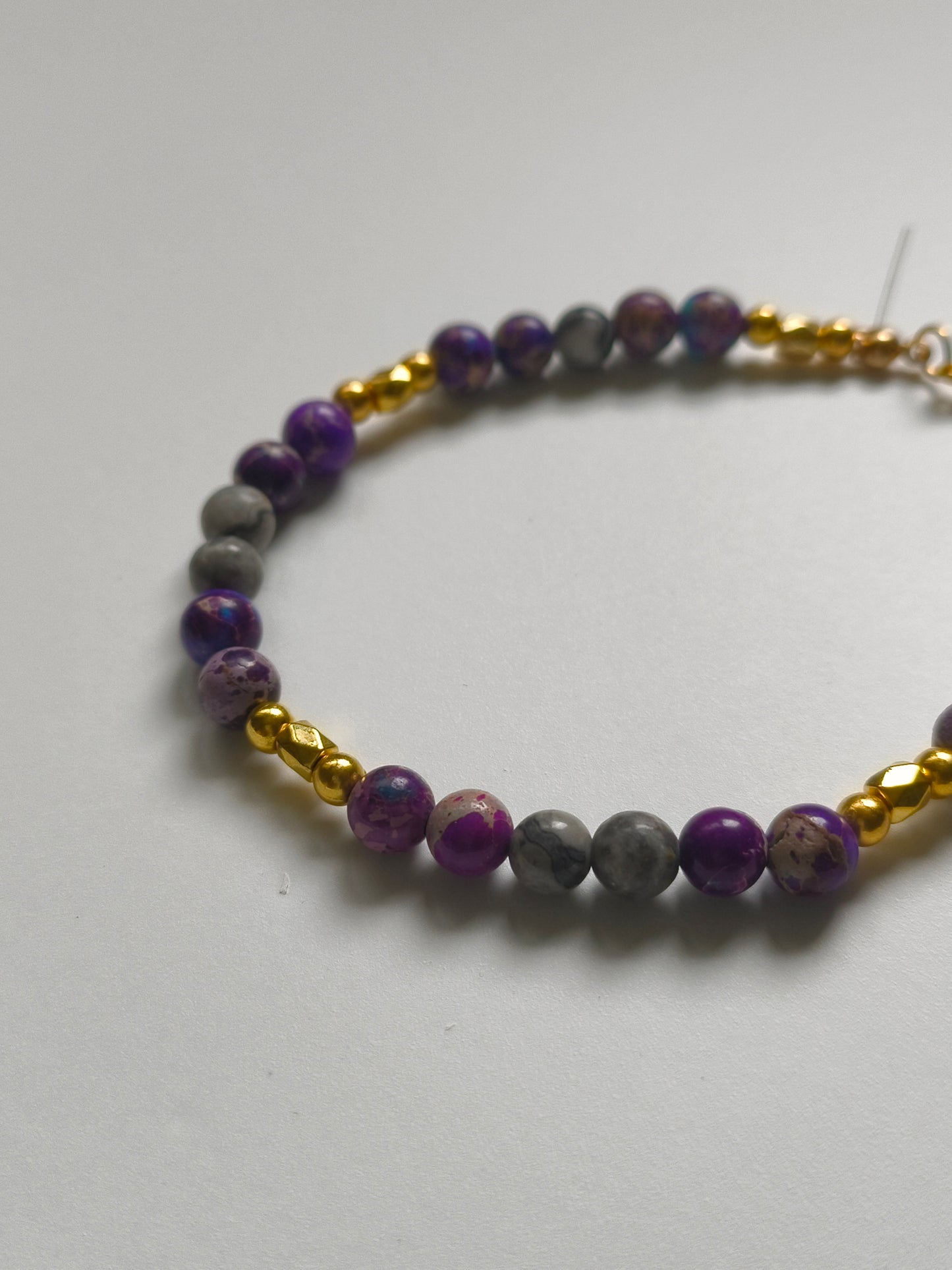 Sovereign Drift – Purple Sea Sediment and Map Jasper Beaded Bracelet