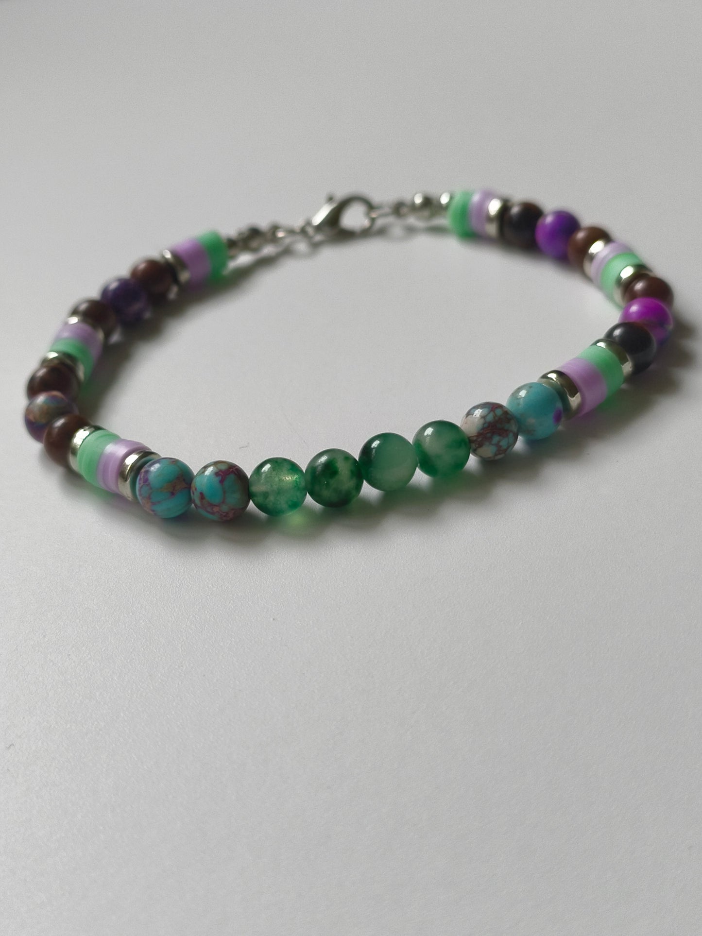 Enchanted Grove - Malachite, Purple Sea Sediment Jasper and Green Chalcedony Bracelet