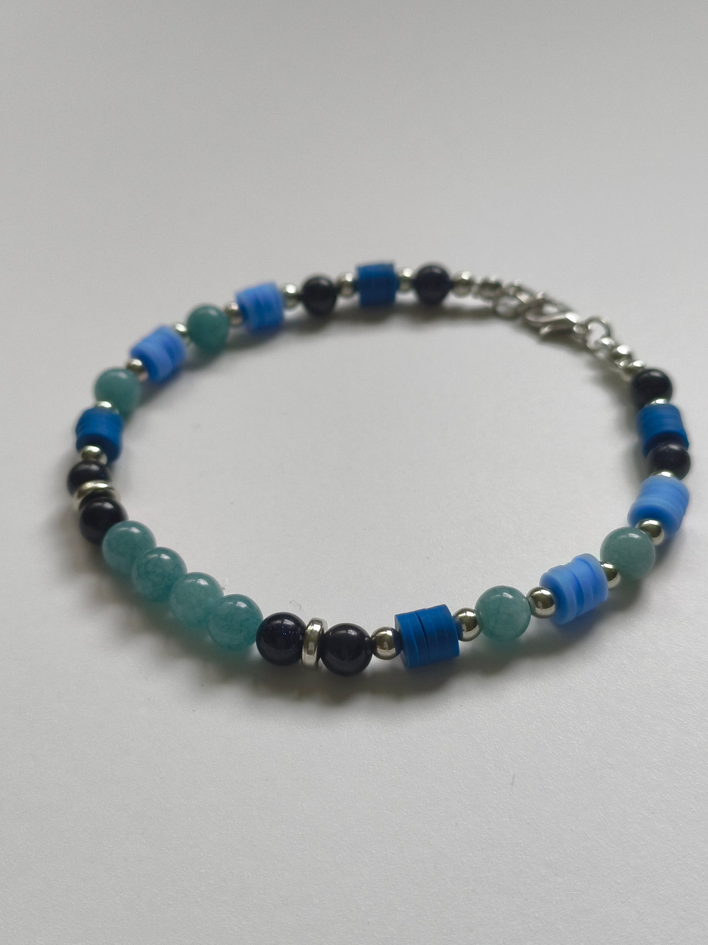 Ocean Mirage - Aquamarine & Black Sandstone Bracelet