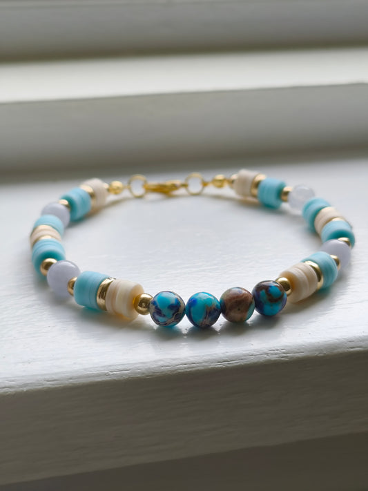 Mermaids Whisper - Aquamarine & Blue Sea Sediment Jasper Bracelet