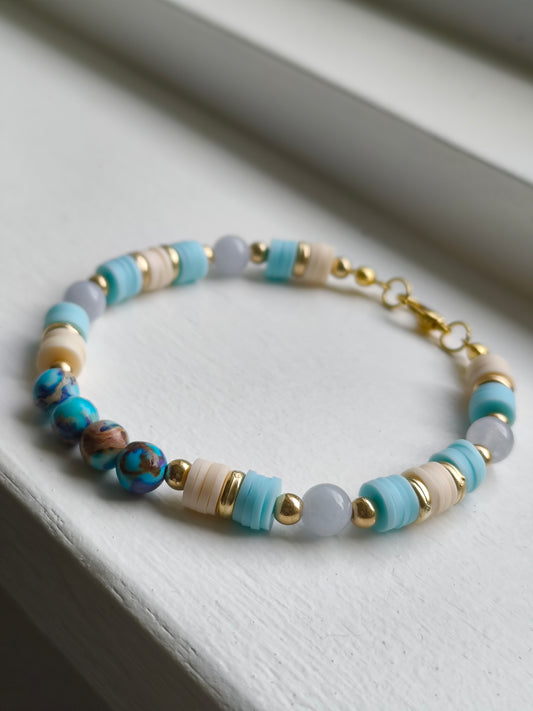 Mermaids Whisper - Aquamarine & Blue Sea Sediment Jasper Bracelet