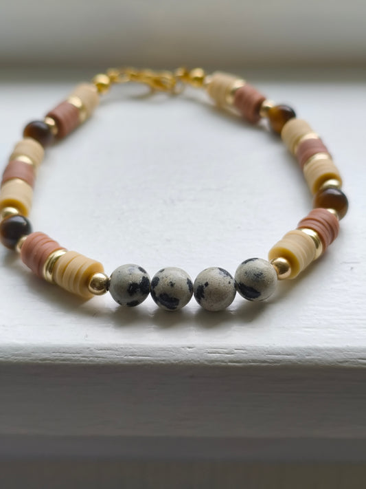 Golden Safari - Yellow Tigers Eye & Dalmatian Jasper Bracelet