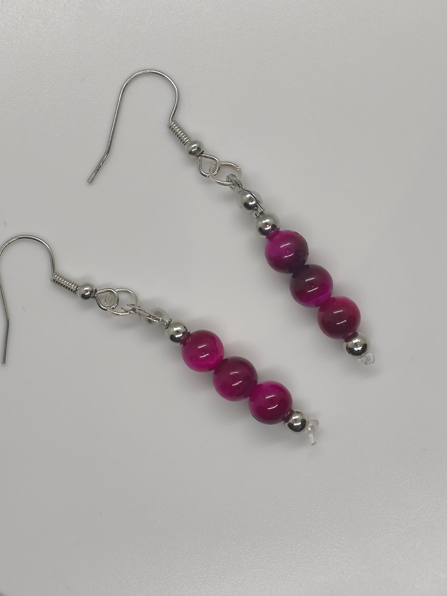 Blush Strength - Pink Tigers Eye Dangle Earrings