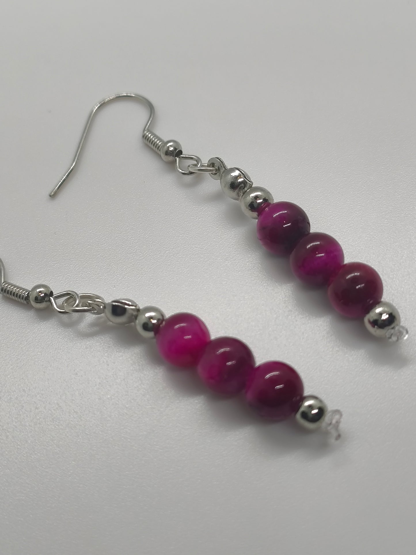 Blush Strength - Pink Tigers Eye Dangle Earrings