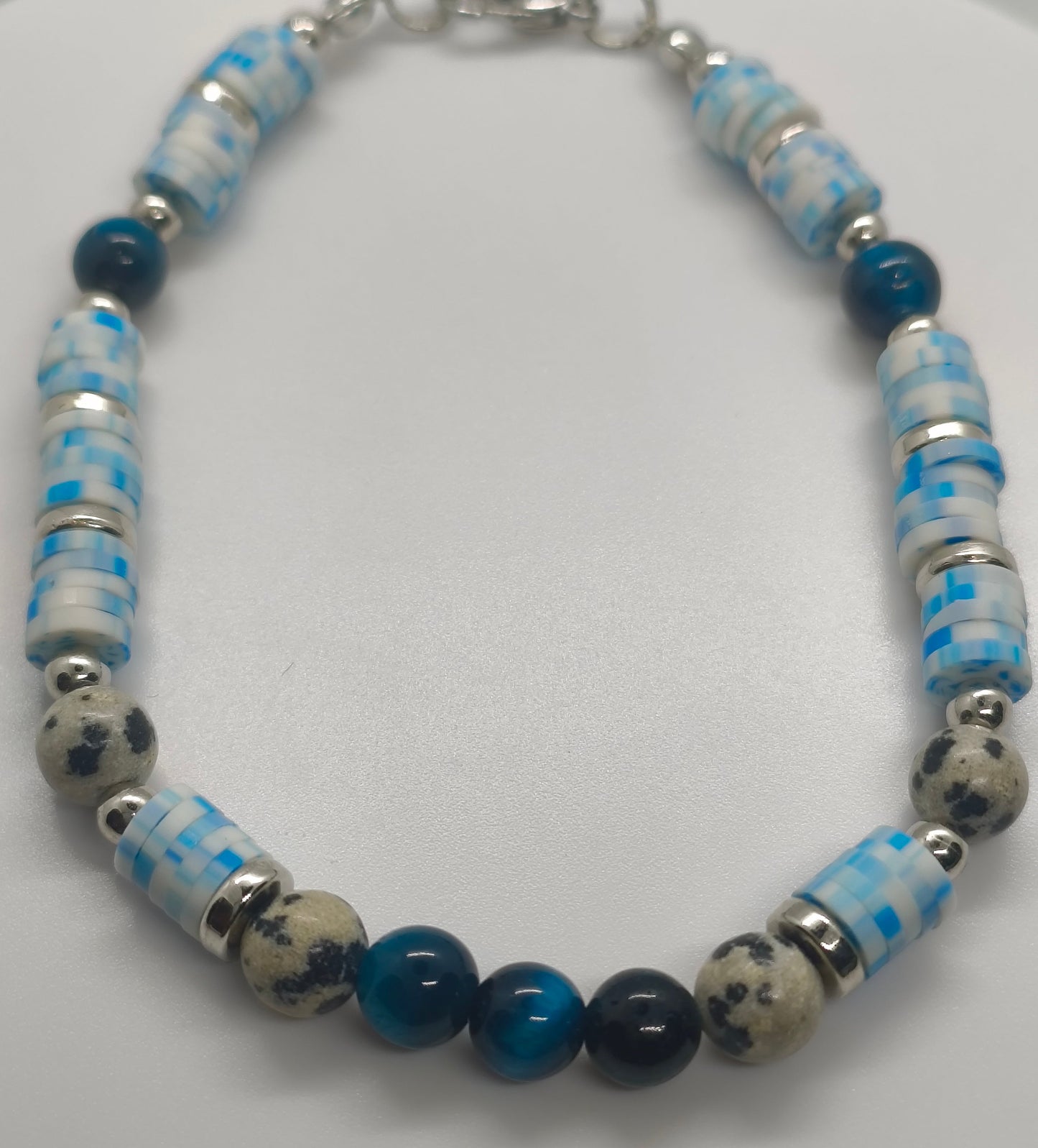 Tidal Trek - Lake Blue Tigers Eye & Dalmatian Jasper Bracelet