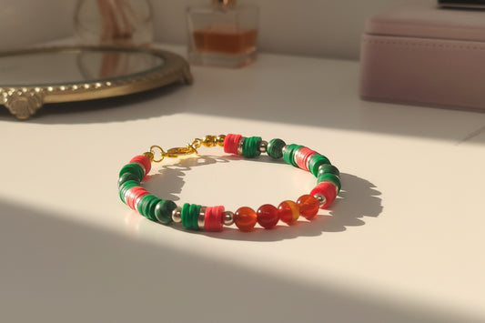 Forest Ember - Malachite & Red Agate Bracelet